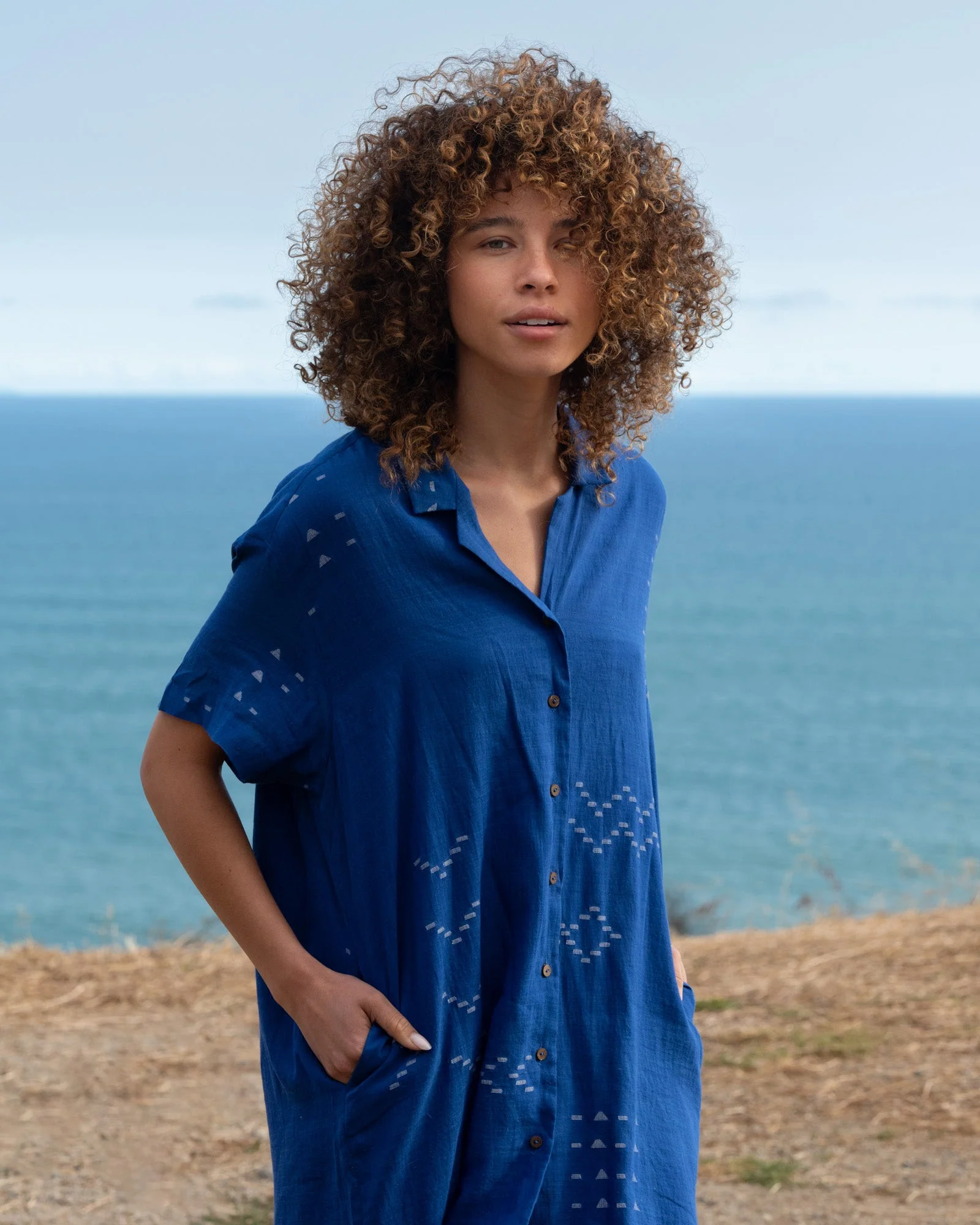 Cobalt Blue Relaxed fit shirt-dress