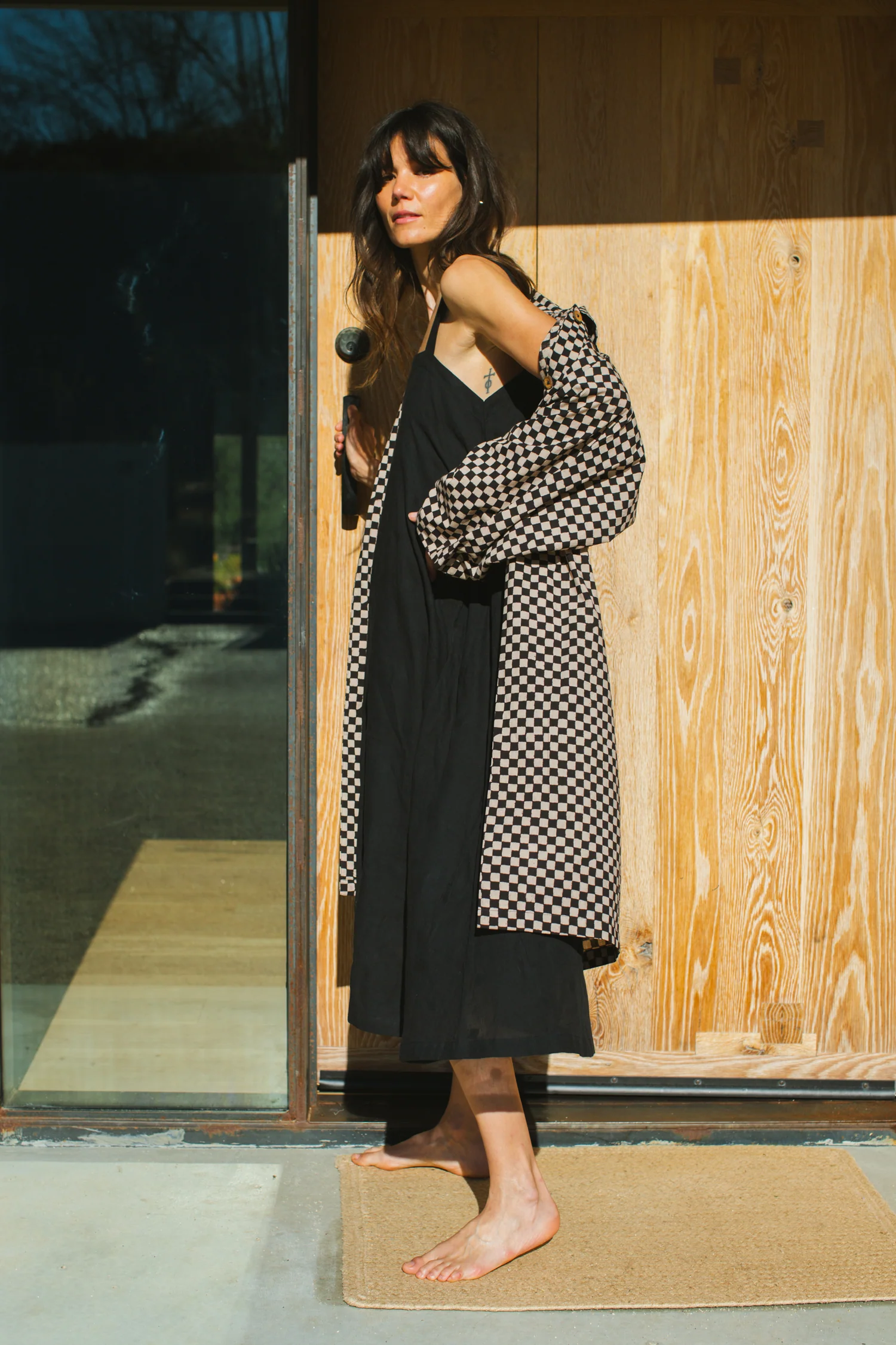 Lightweight Checkered Duster jacket