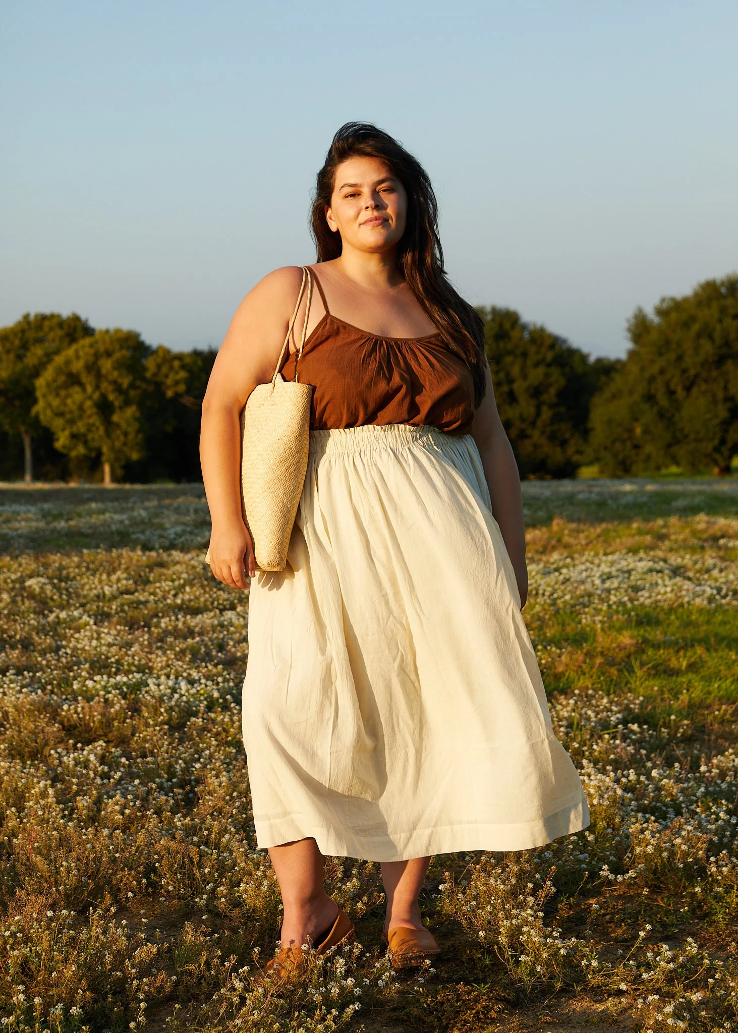 Off white cotton pleated Extended skirt