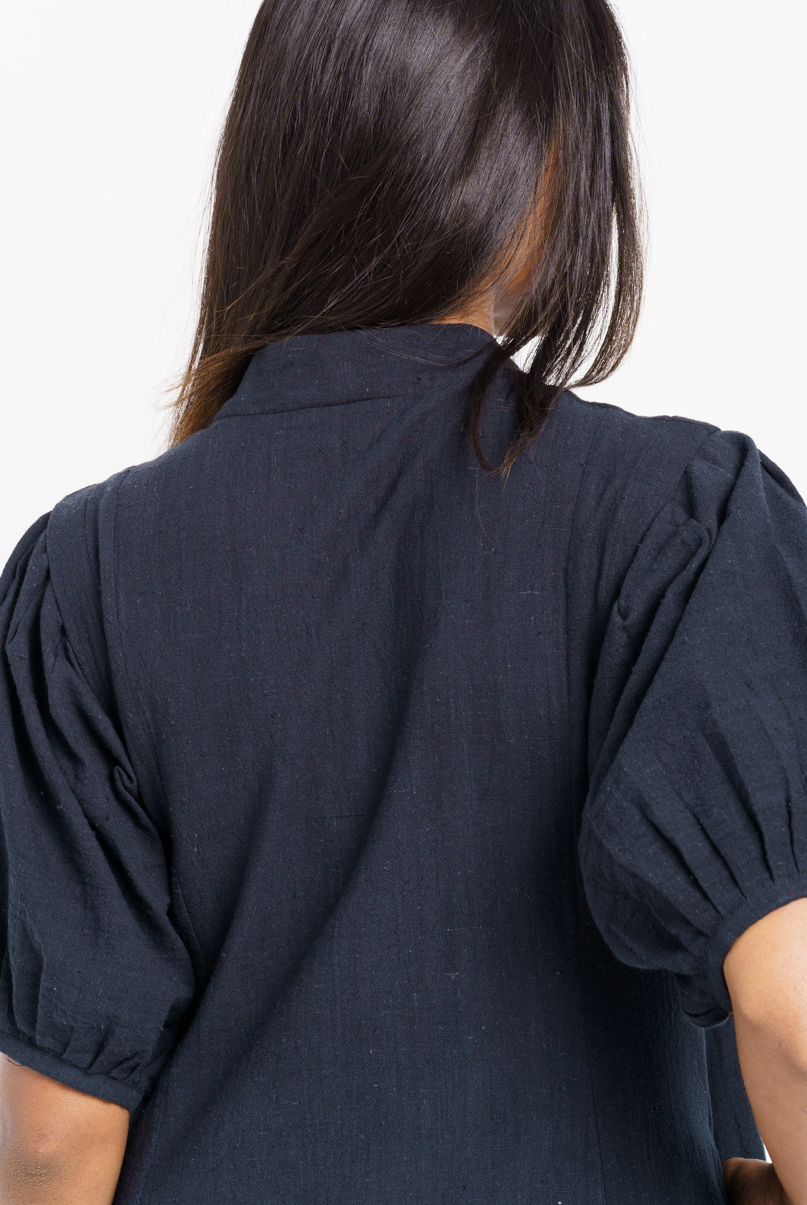 A Classic Ink Black Midi Dress