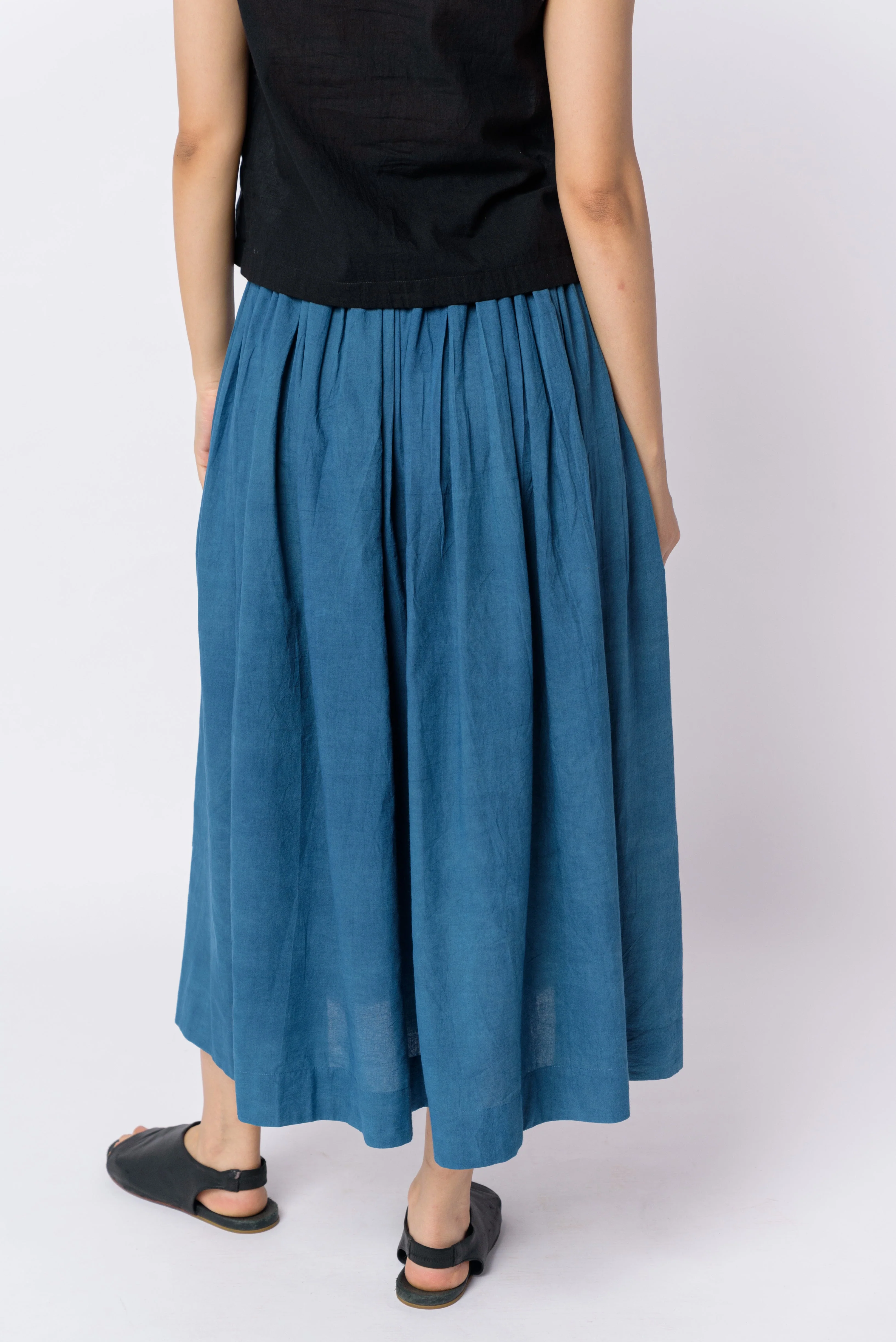 Indigo pleated skirt