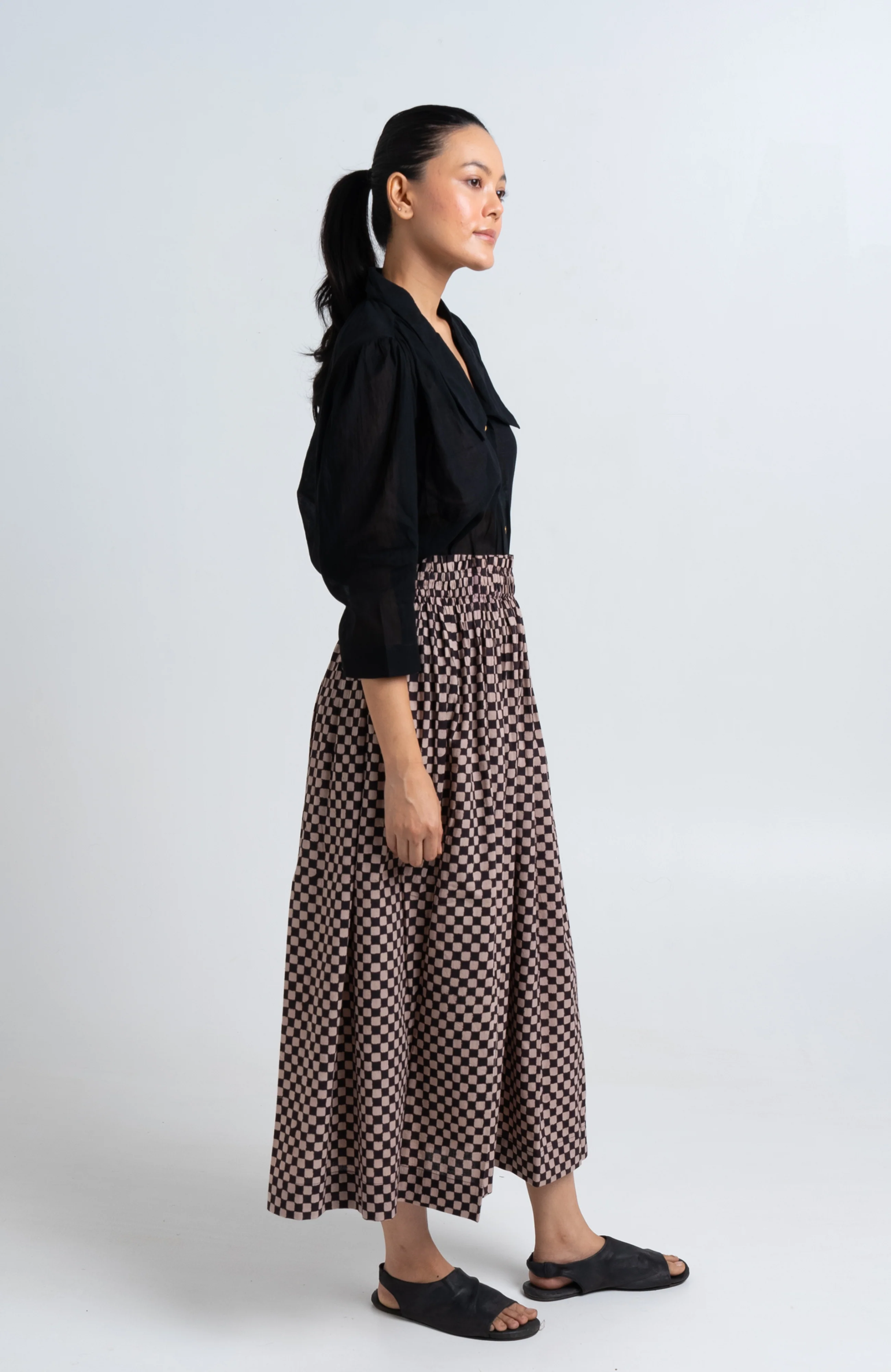 Block Printed Black Skirt