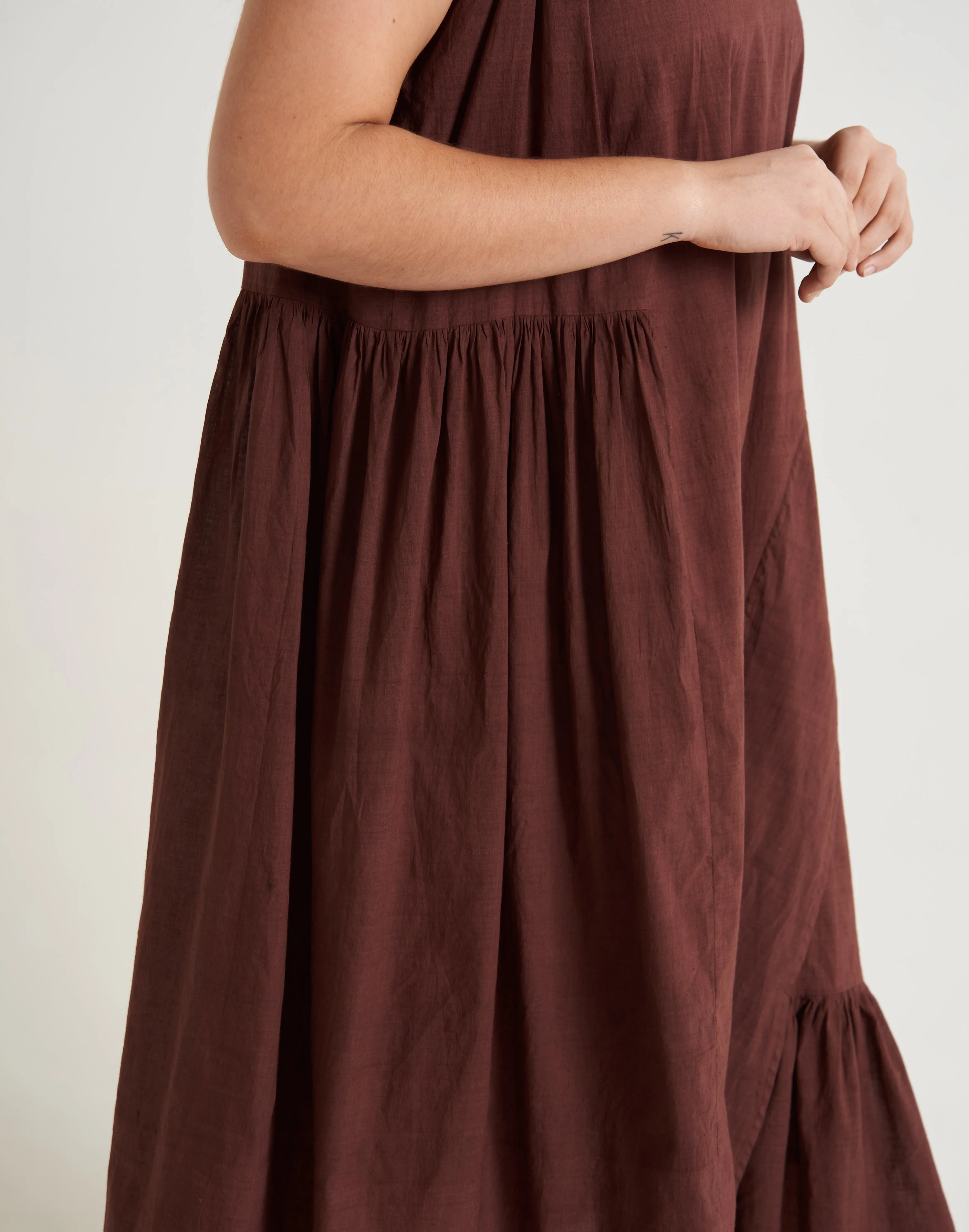 Cocoa Brown Pleated Twirl Dress