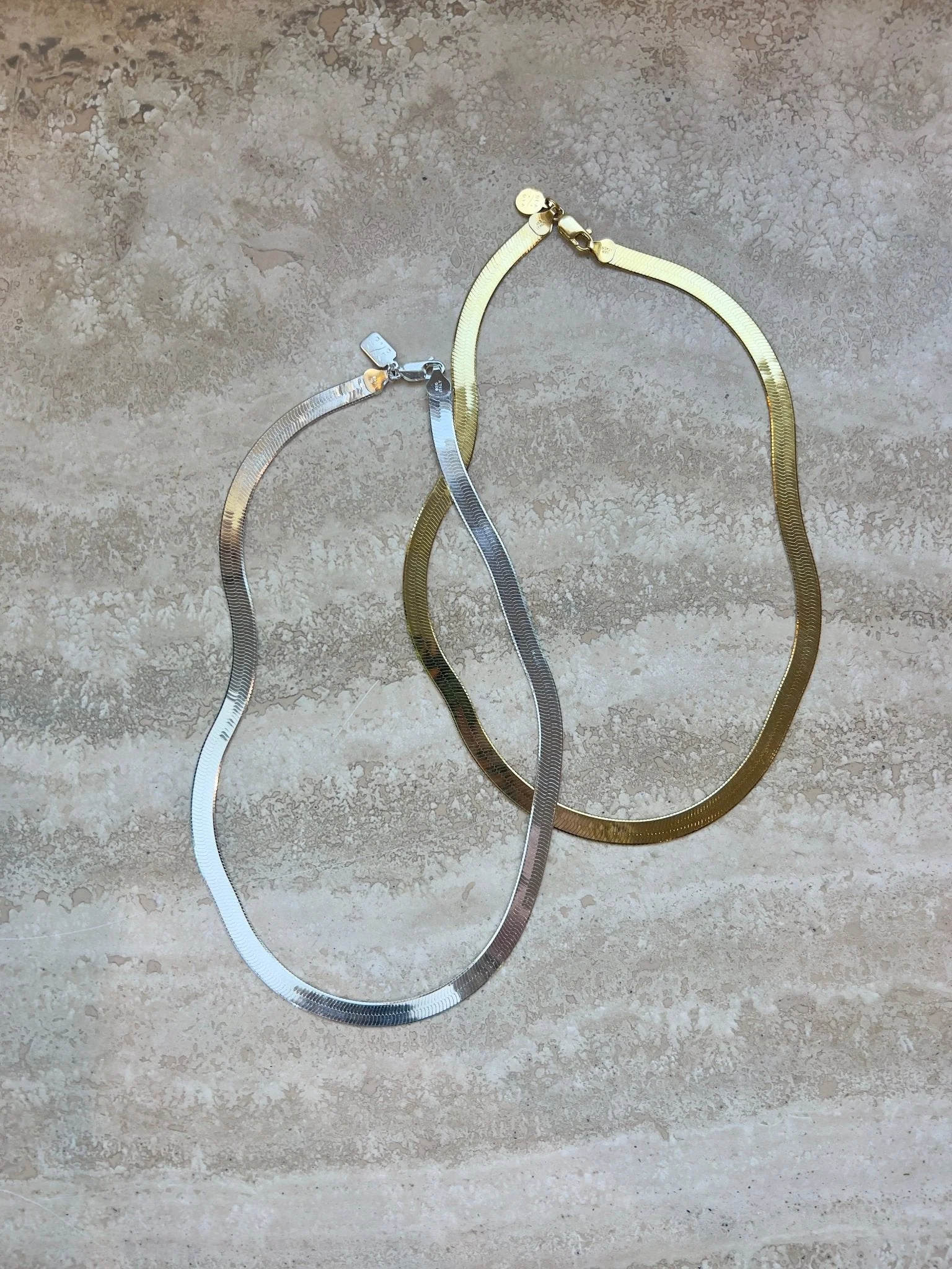 Bold Gold Herringbone Chain Necklace