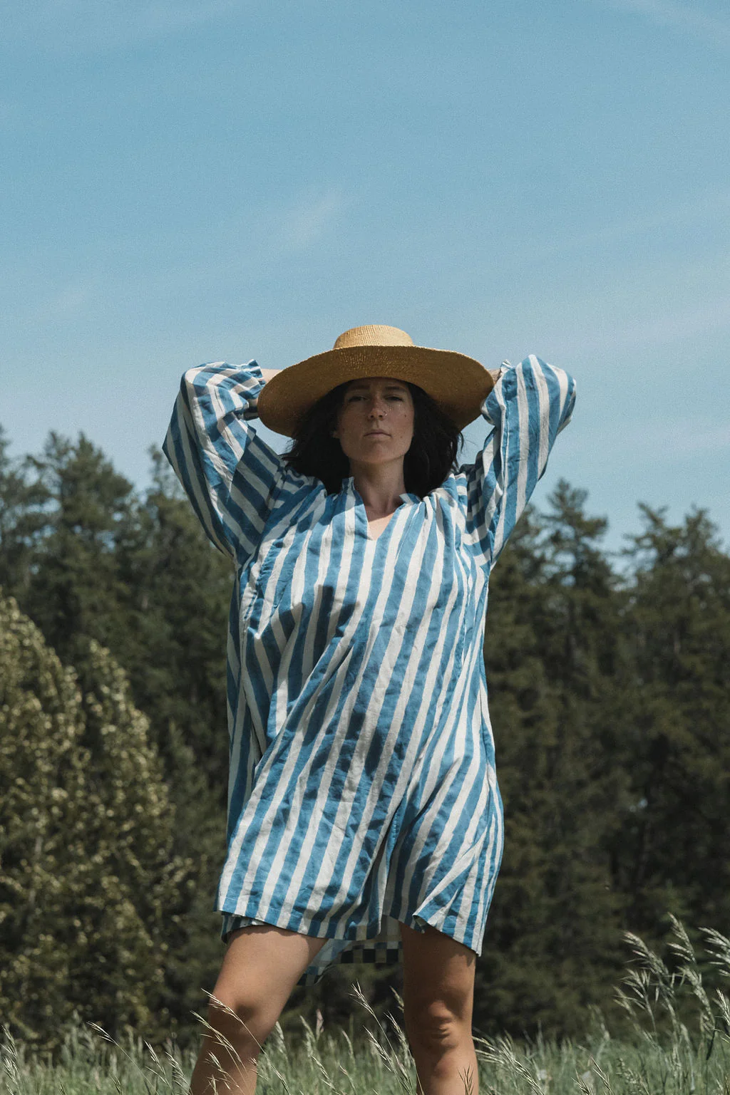 Blue Lined Get-Away Dress