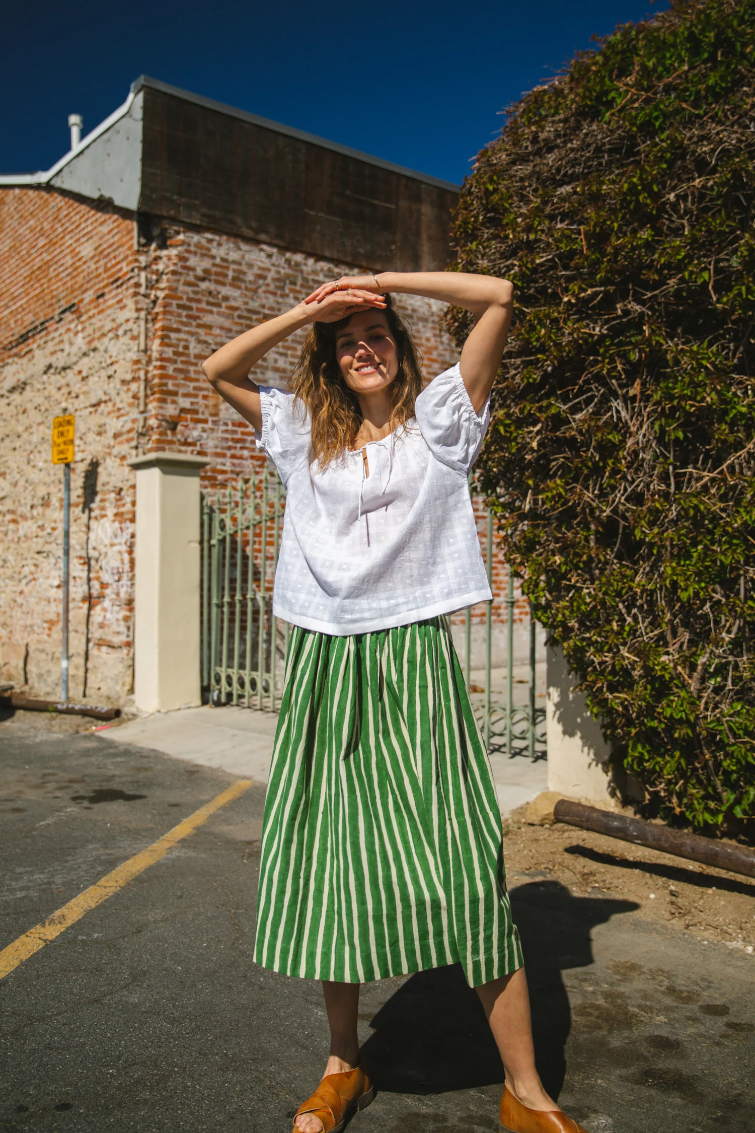 Hudson Green Striped Skirt