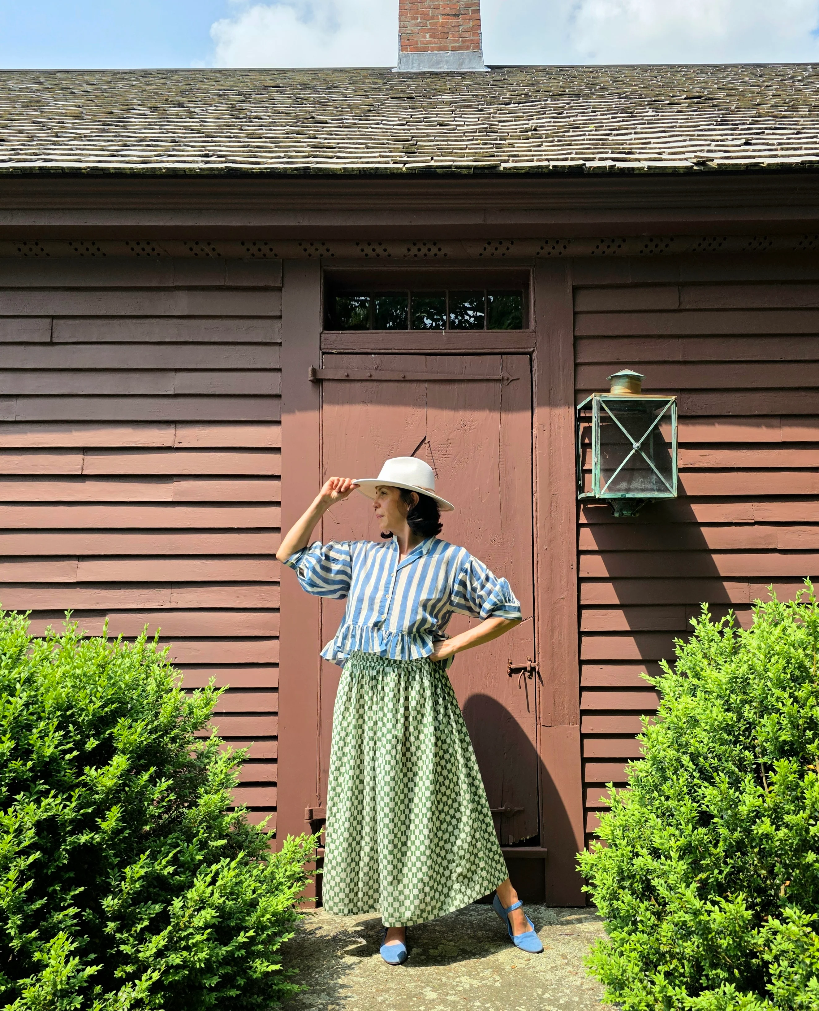 Green Blocks Smocked Skirt