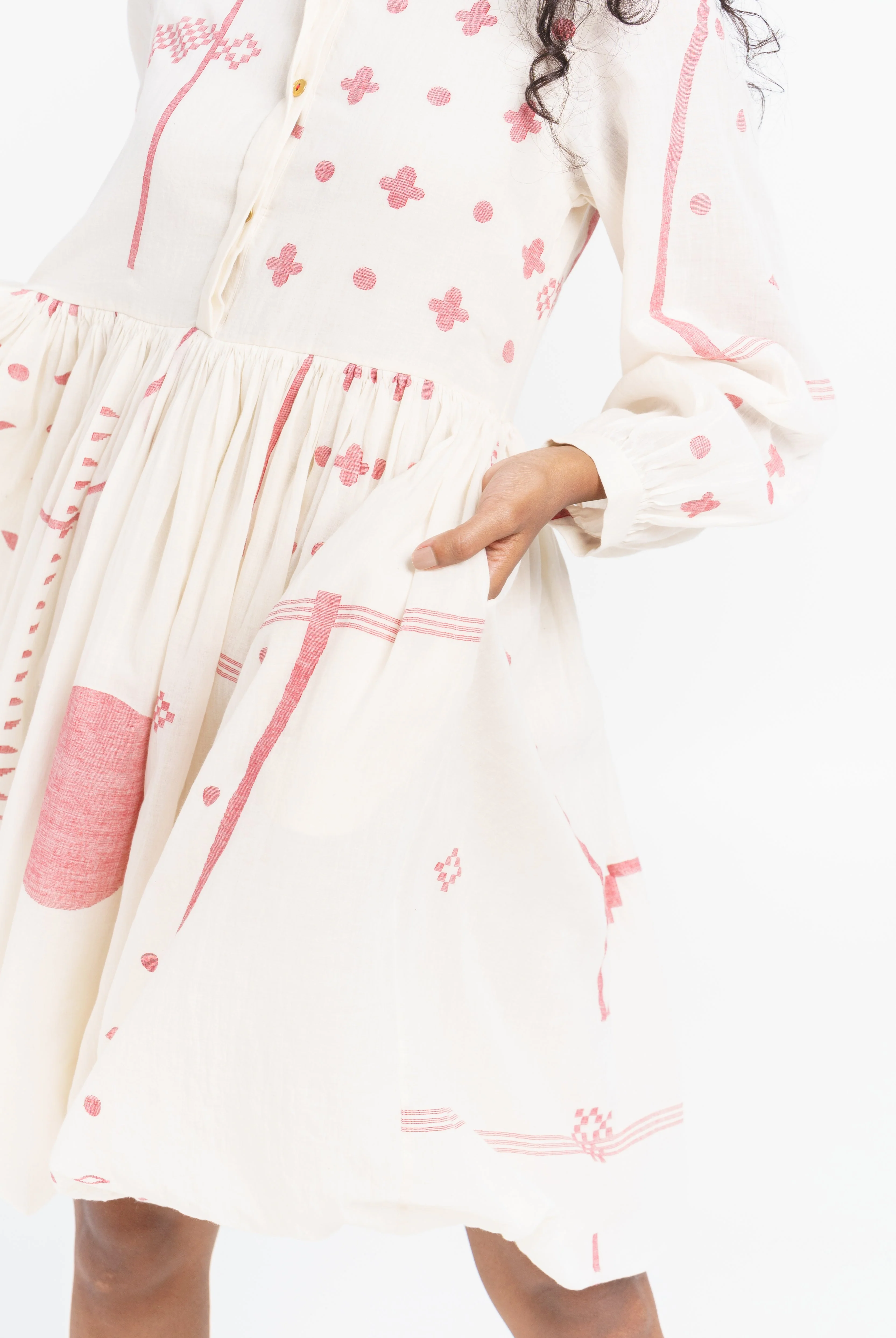 Fit and flare gathered dress