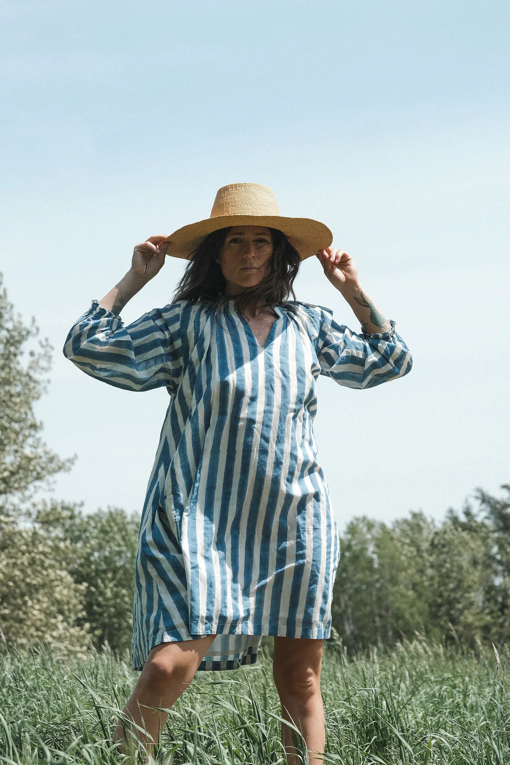 Blue Lined Get-Away Dress