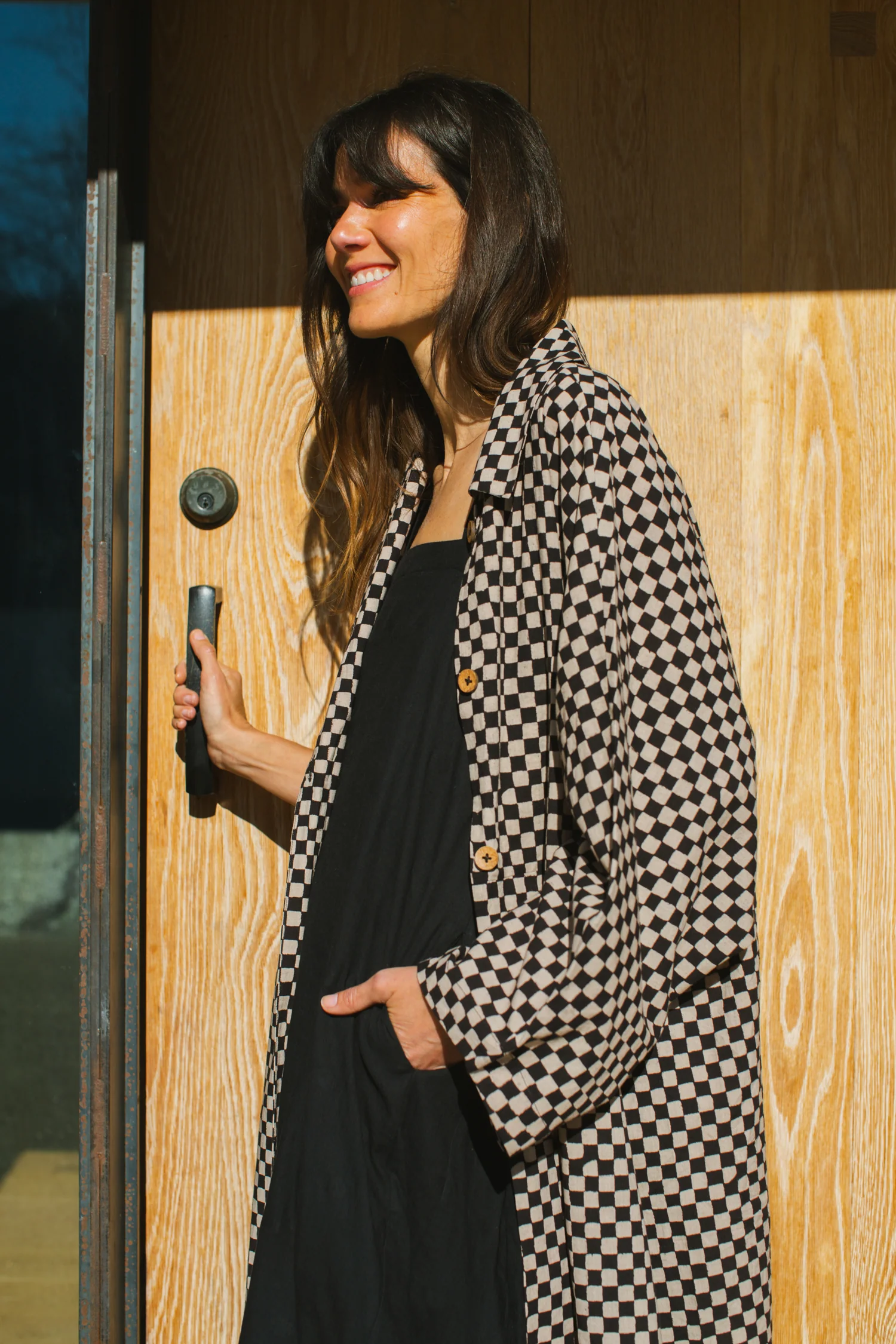 Lightweight Checkered Duster jacket