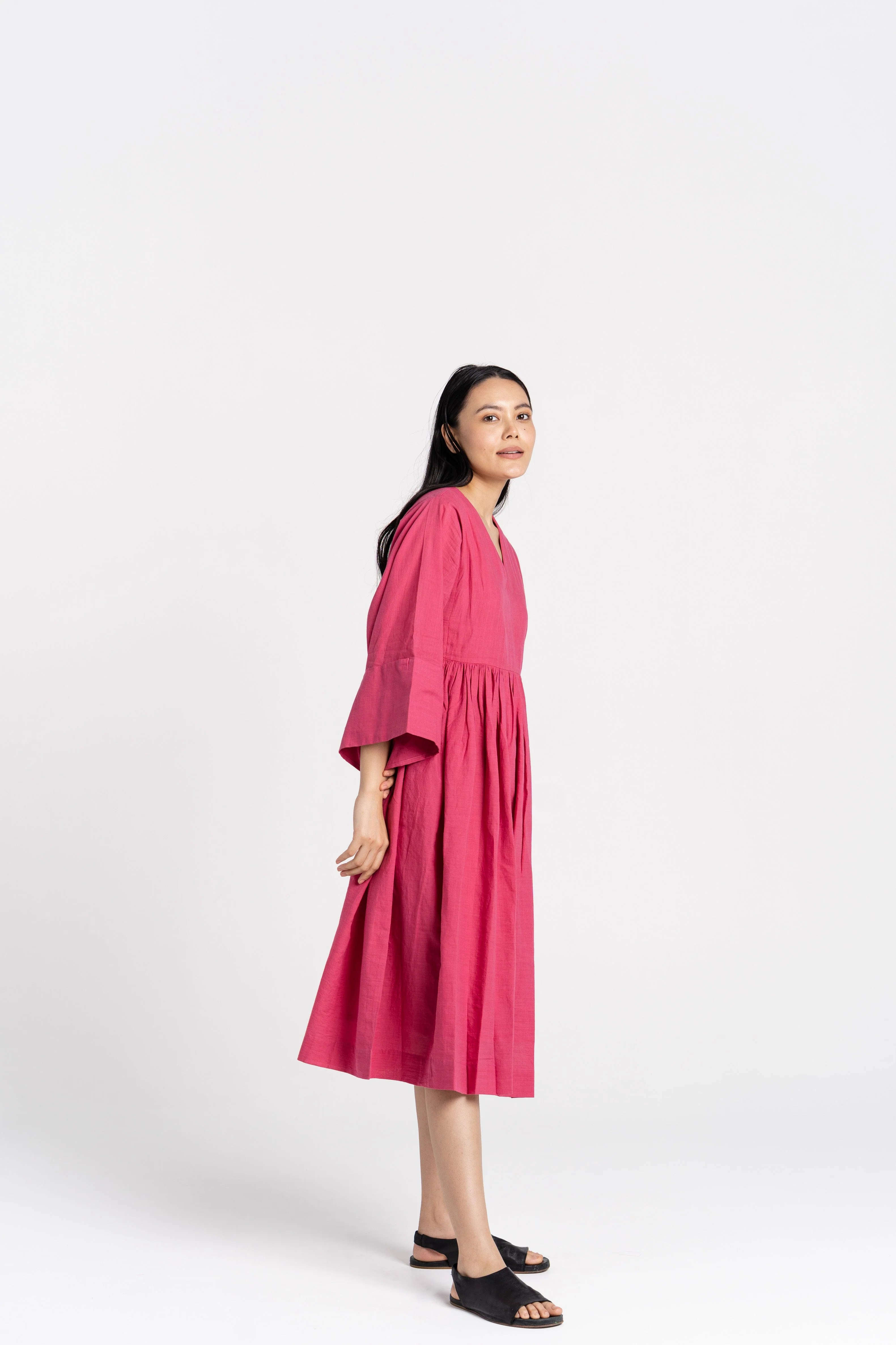 Rose Gathered Midi Dress
