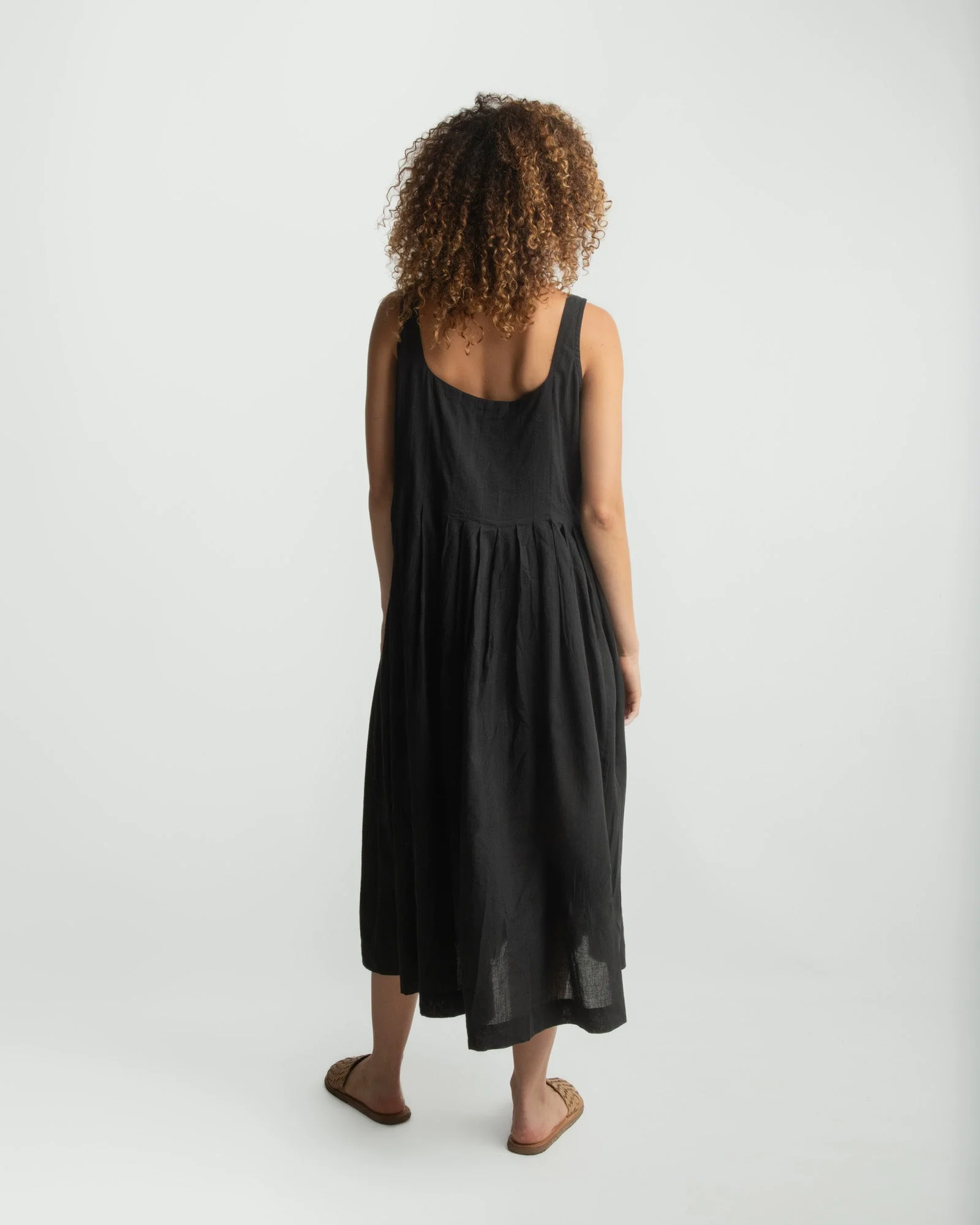 Black Cascade Midi Dress