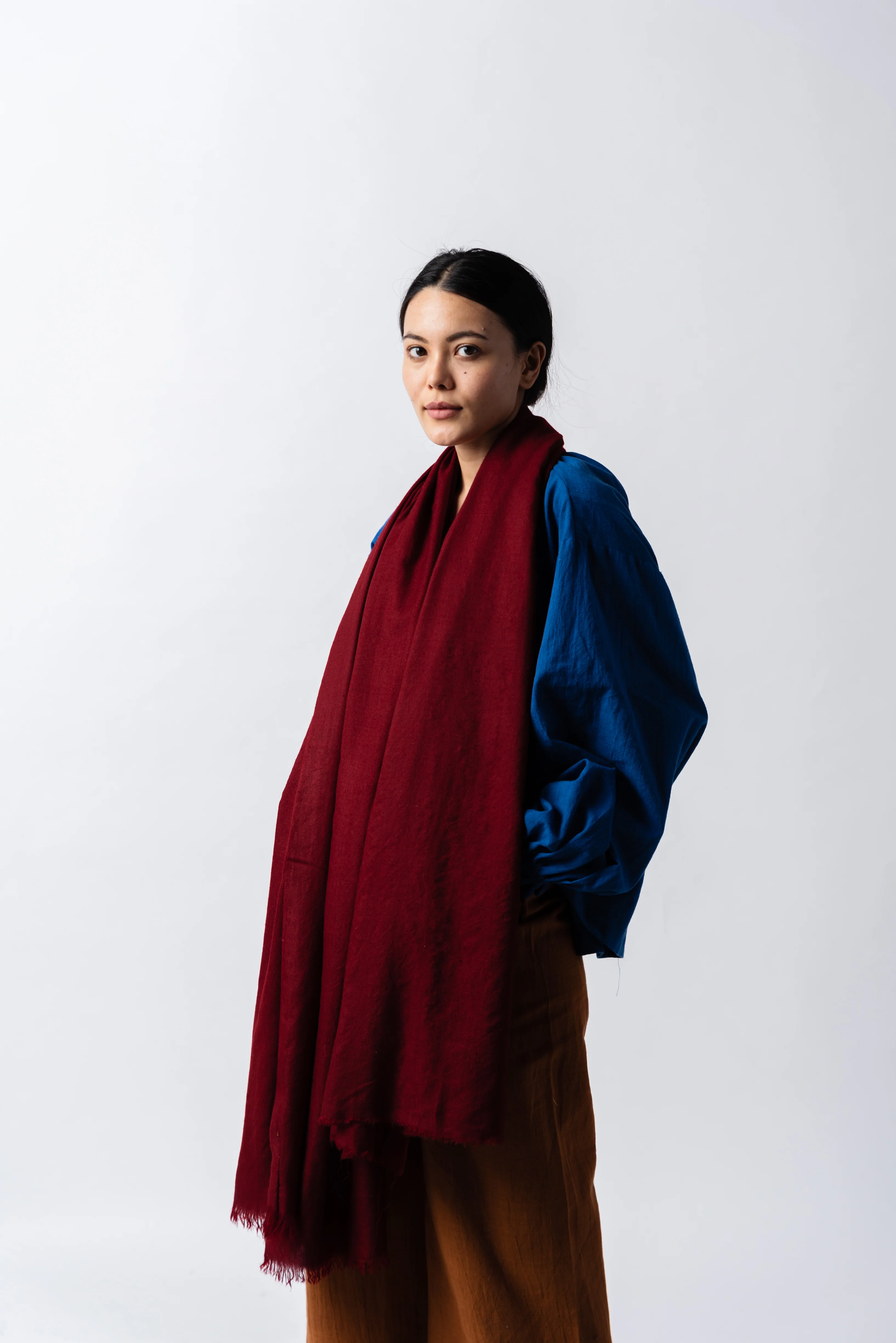 Sangria red cashmere stole