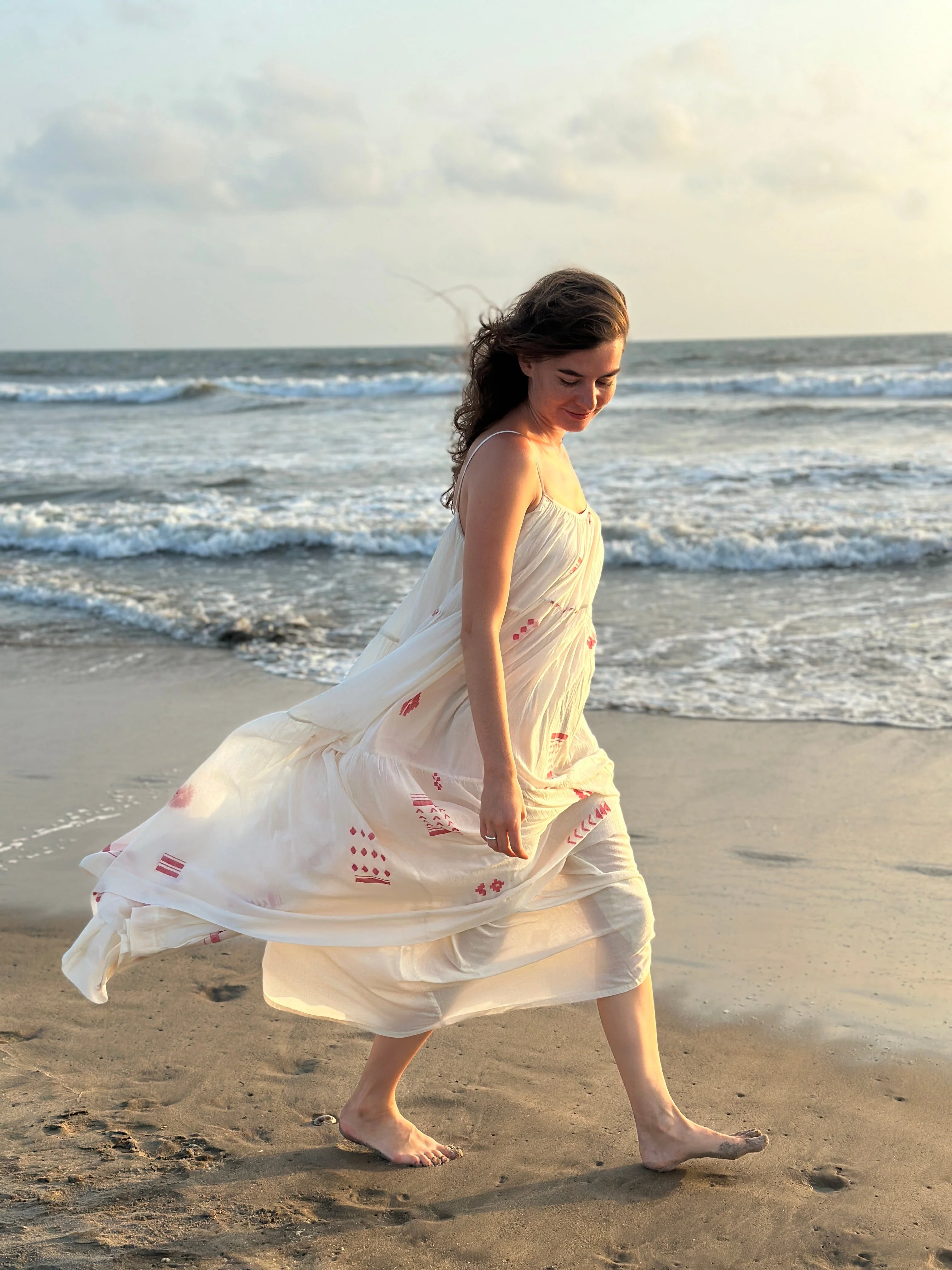 Ruffle Tiered Handwoven Slip Dress