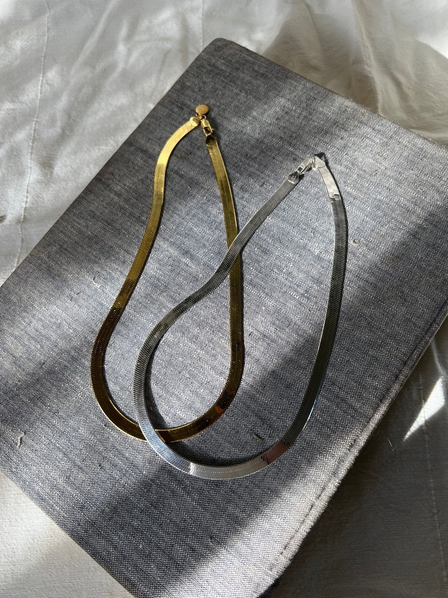 Bold Silver Herringbone Chain Necklace