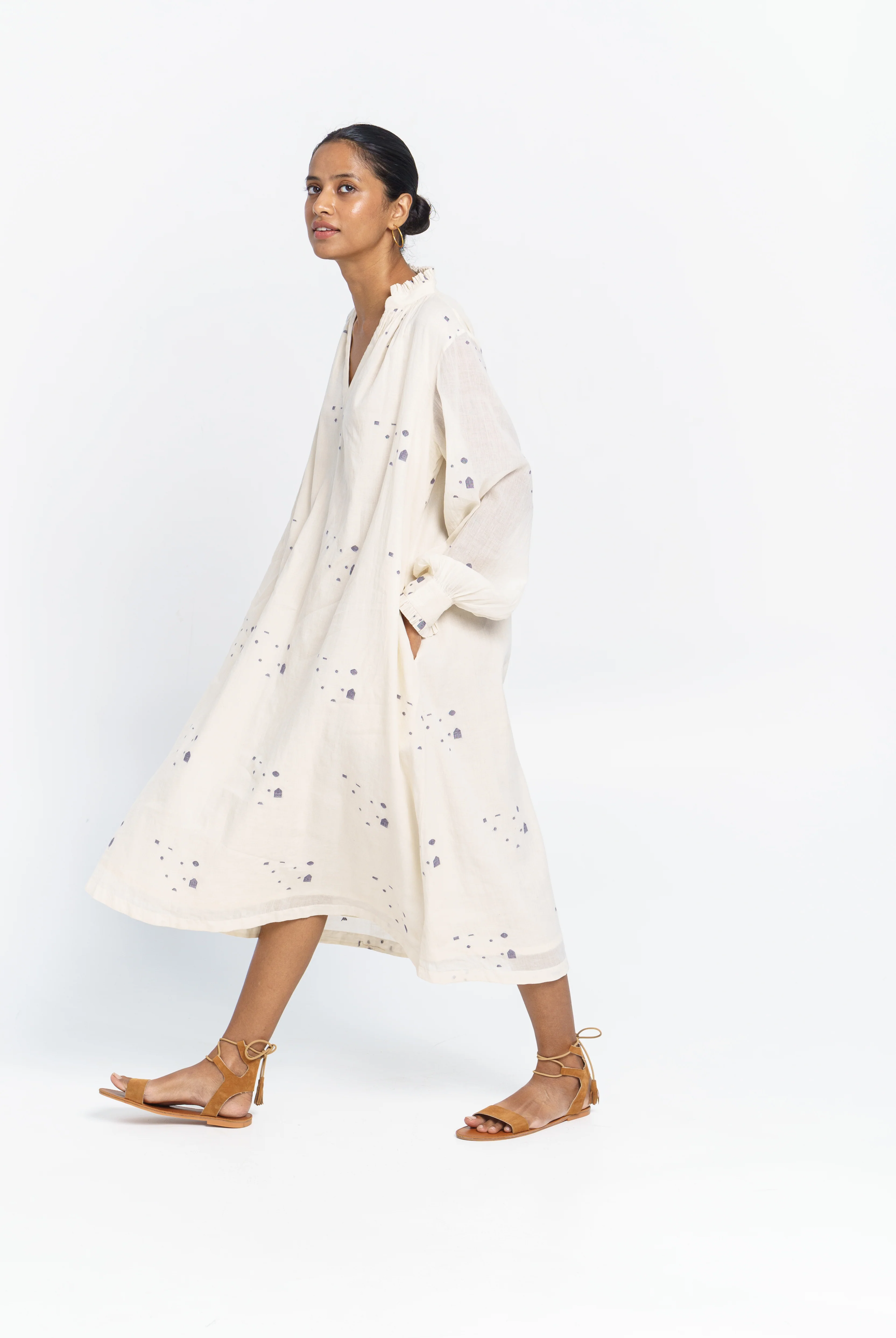 Scattering weaves relaxed midi dress