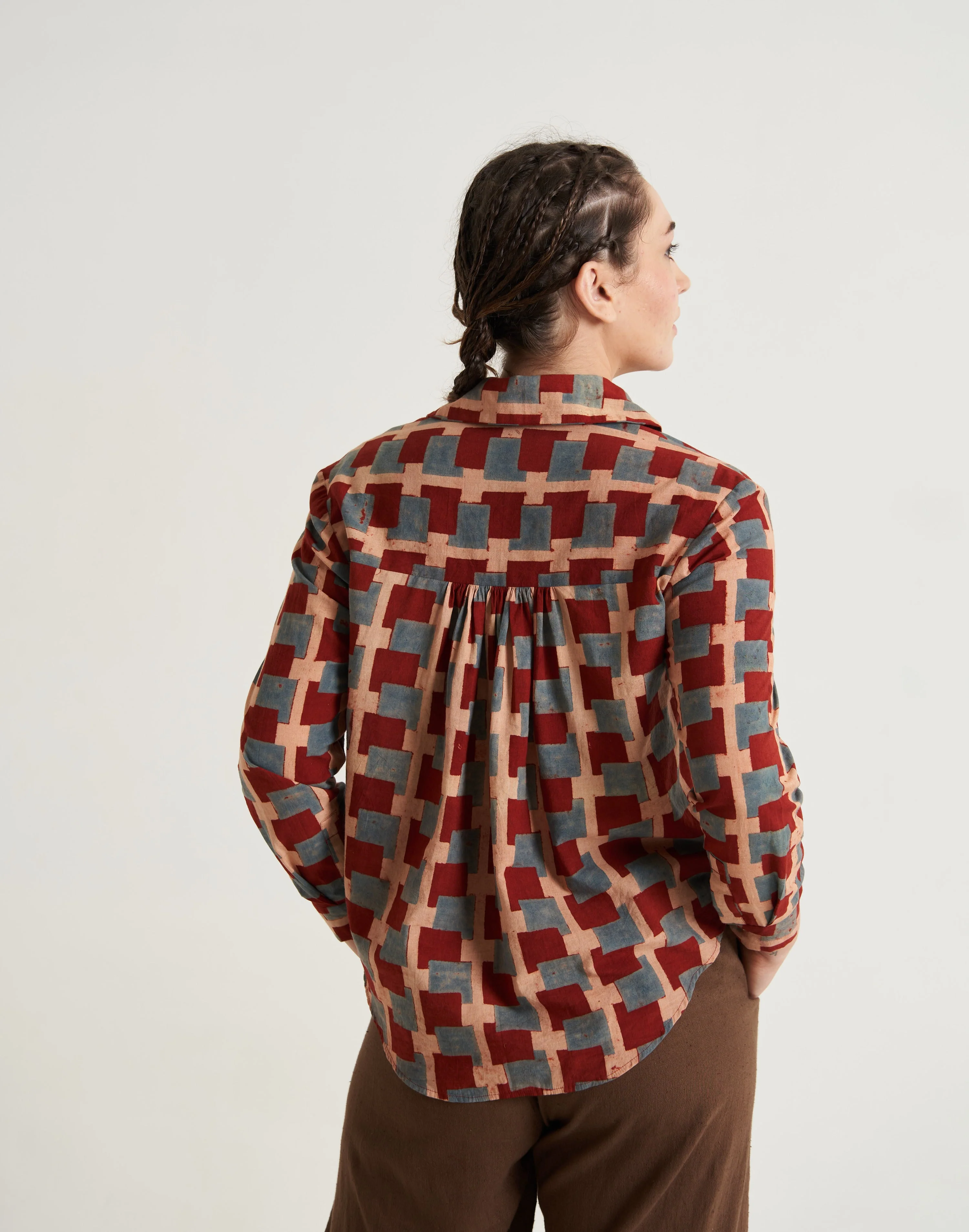 Block printed relaxed fit shirt