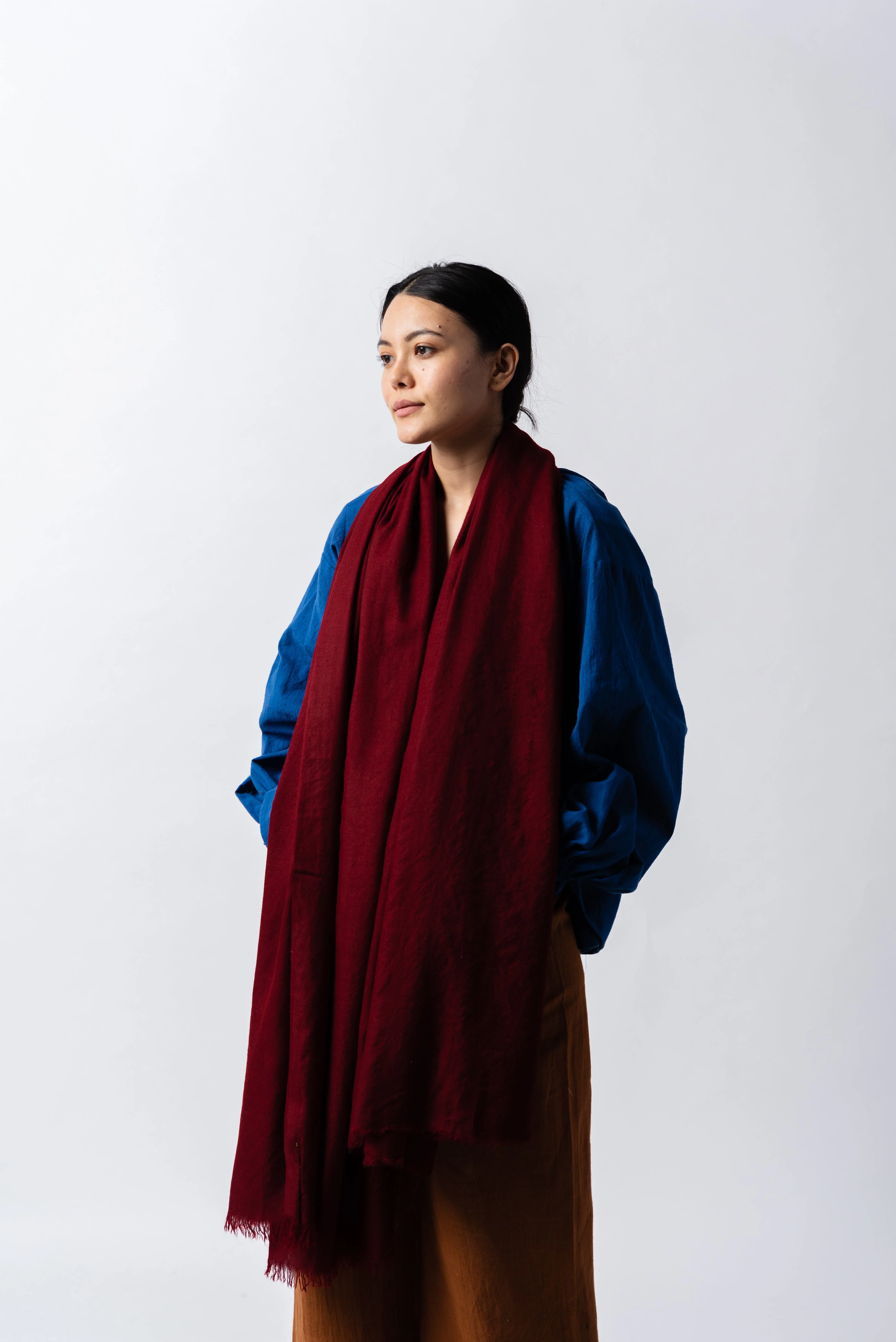 Sangria red cashmere stole