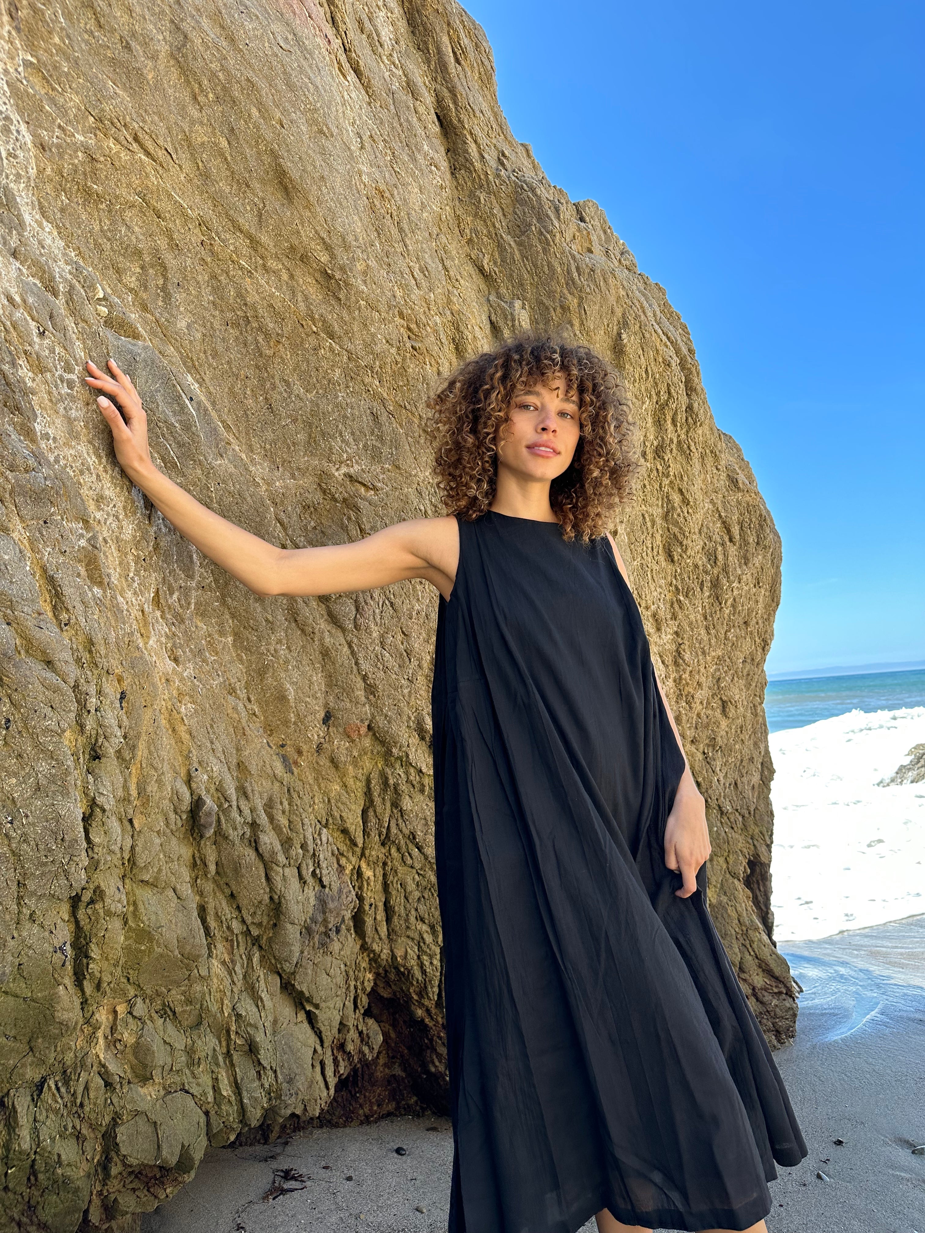 Ink Black Pleated Dress