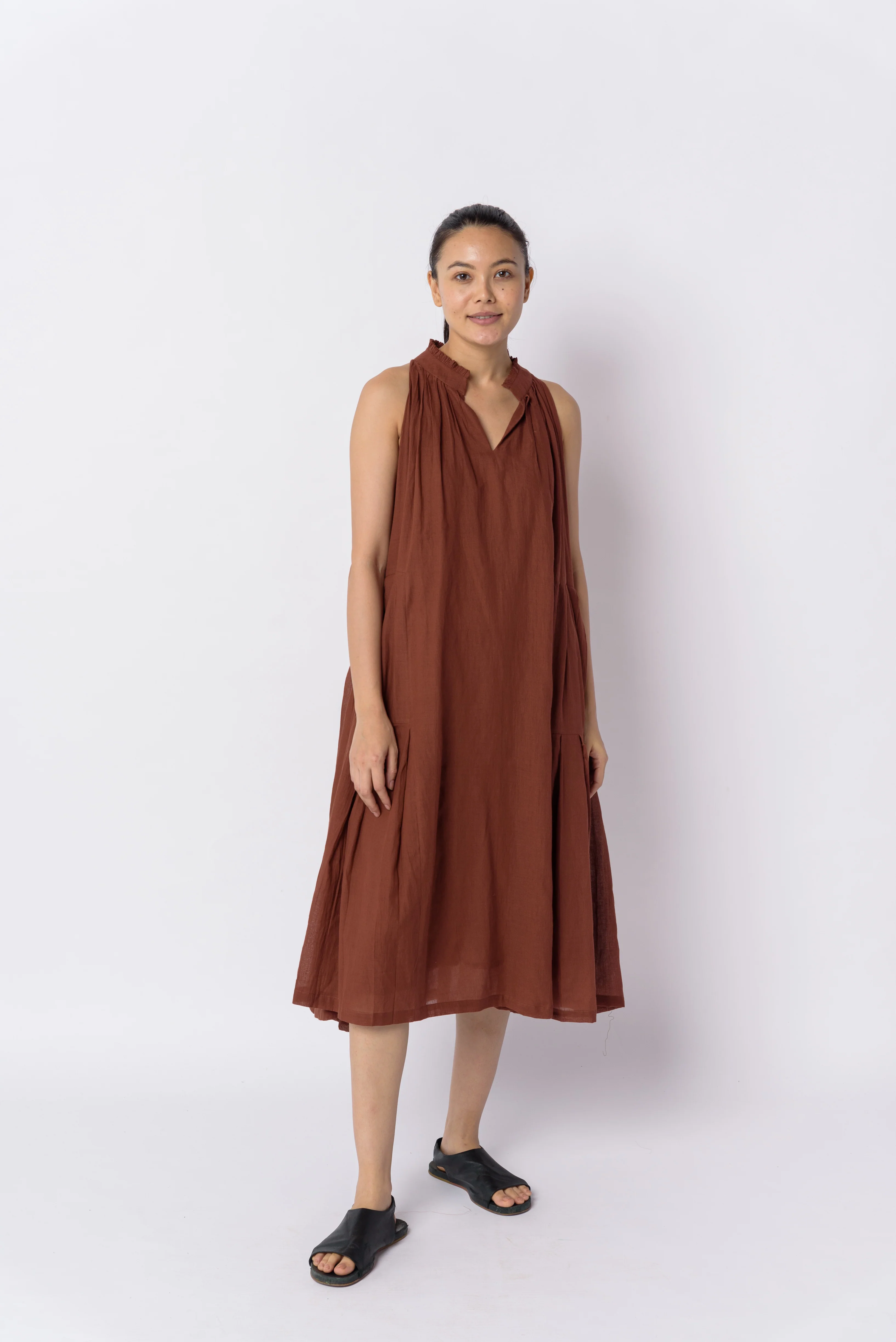 Toasted brown midi dress