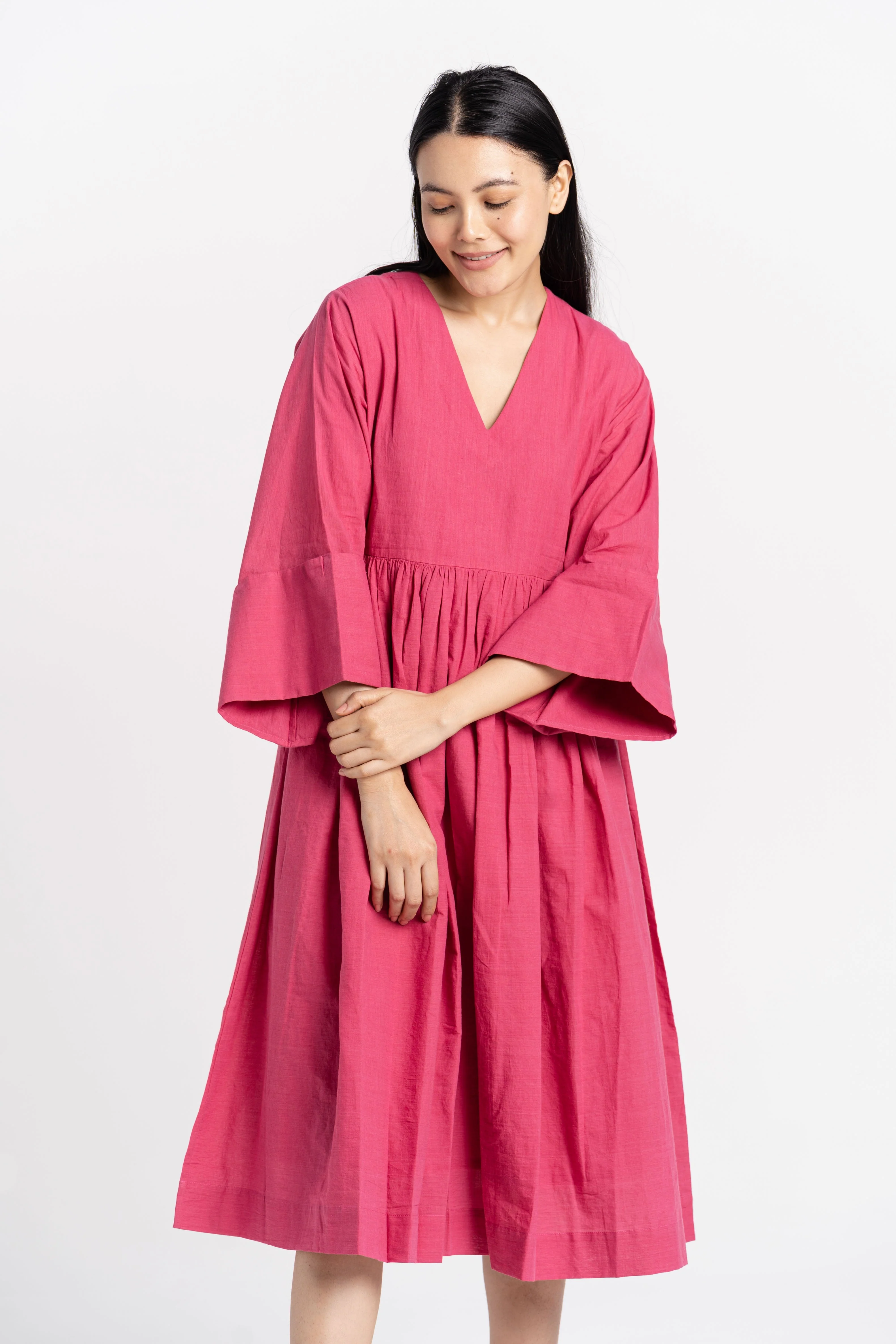 Rose Gathered Midi Dress