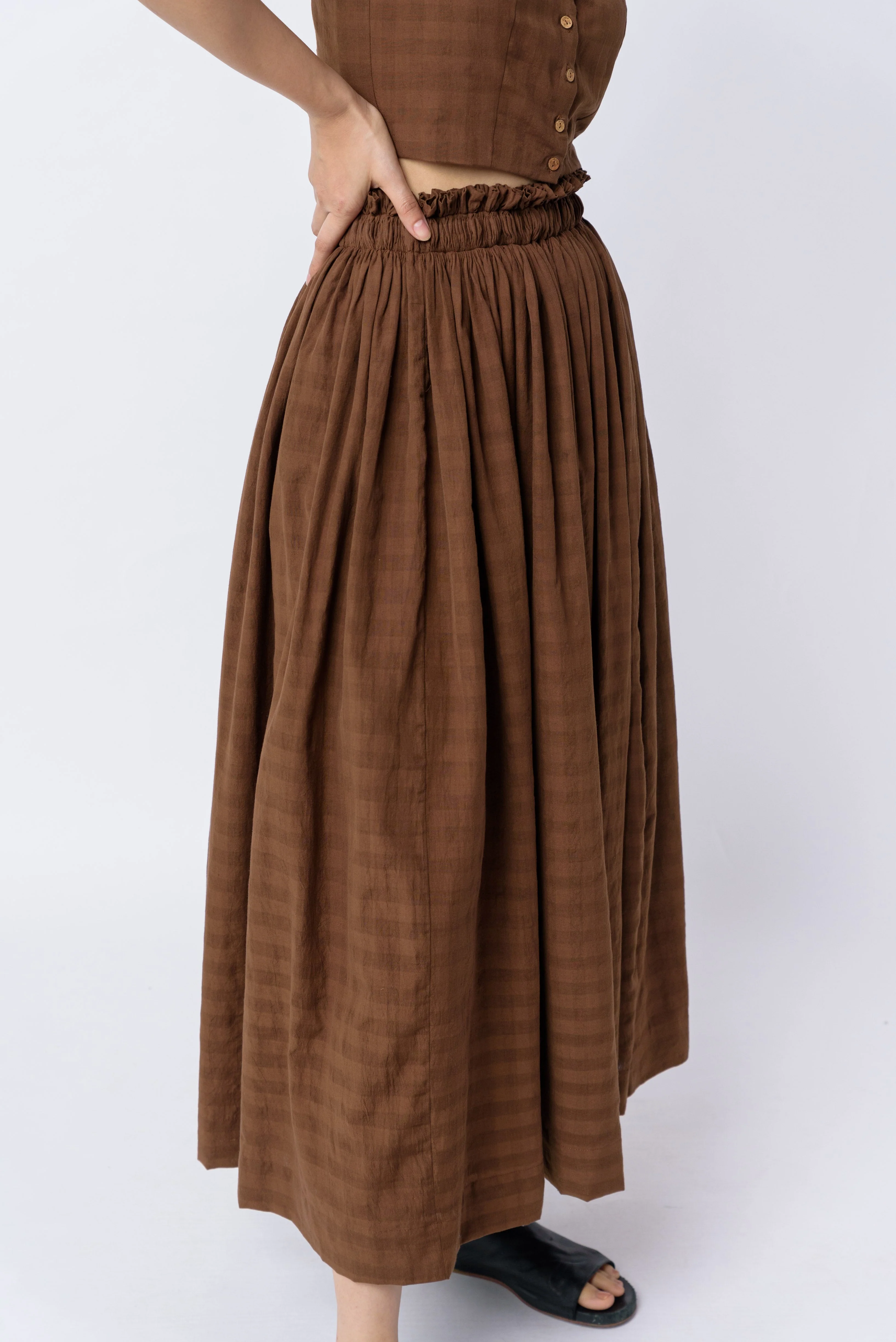 Antique Brown Pull On Skirt