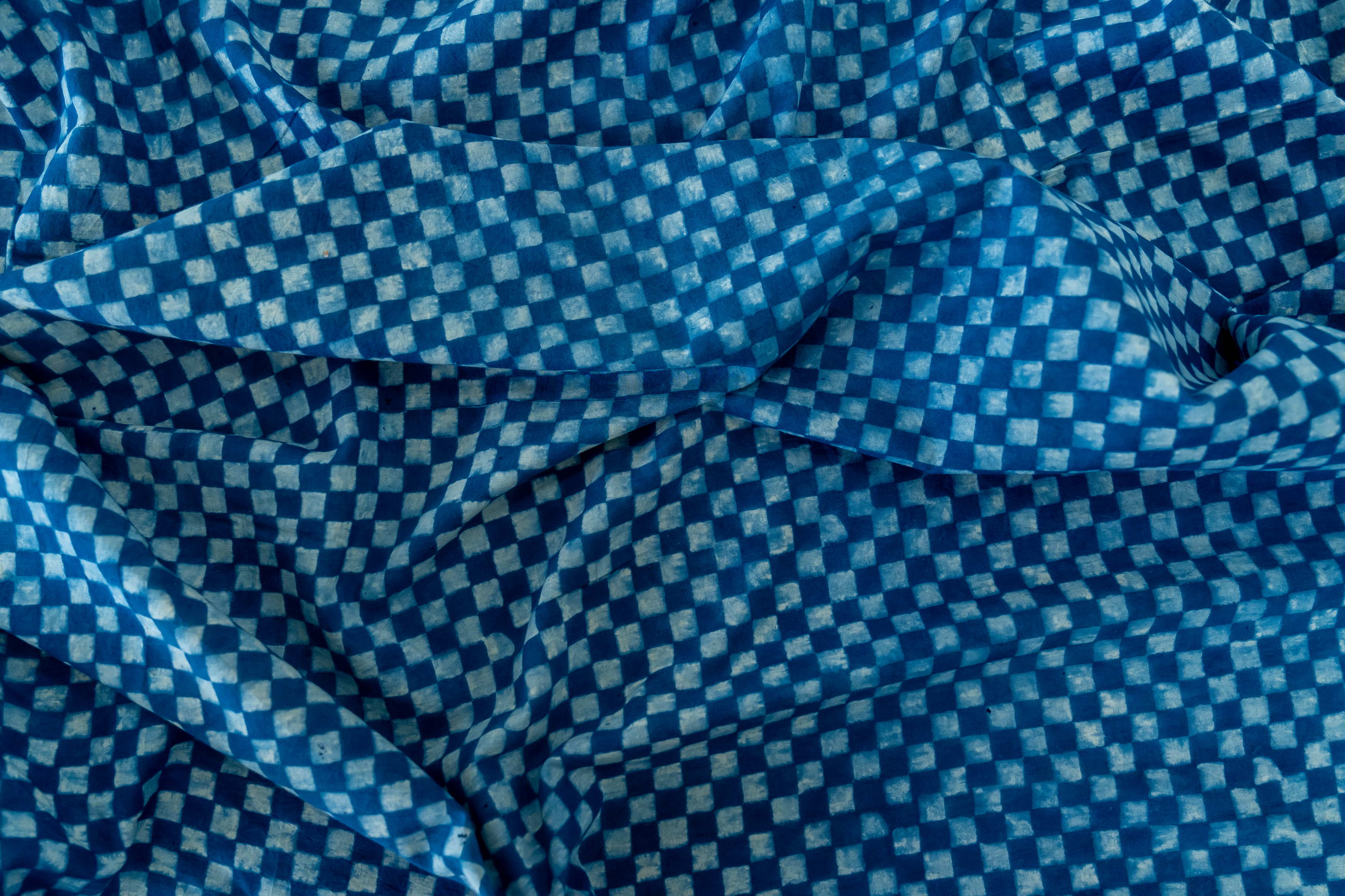 Lightweight Indigo Checkered Duster Jacket