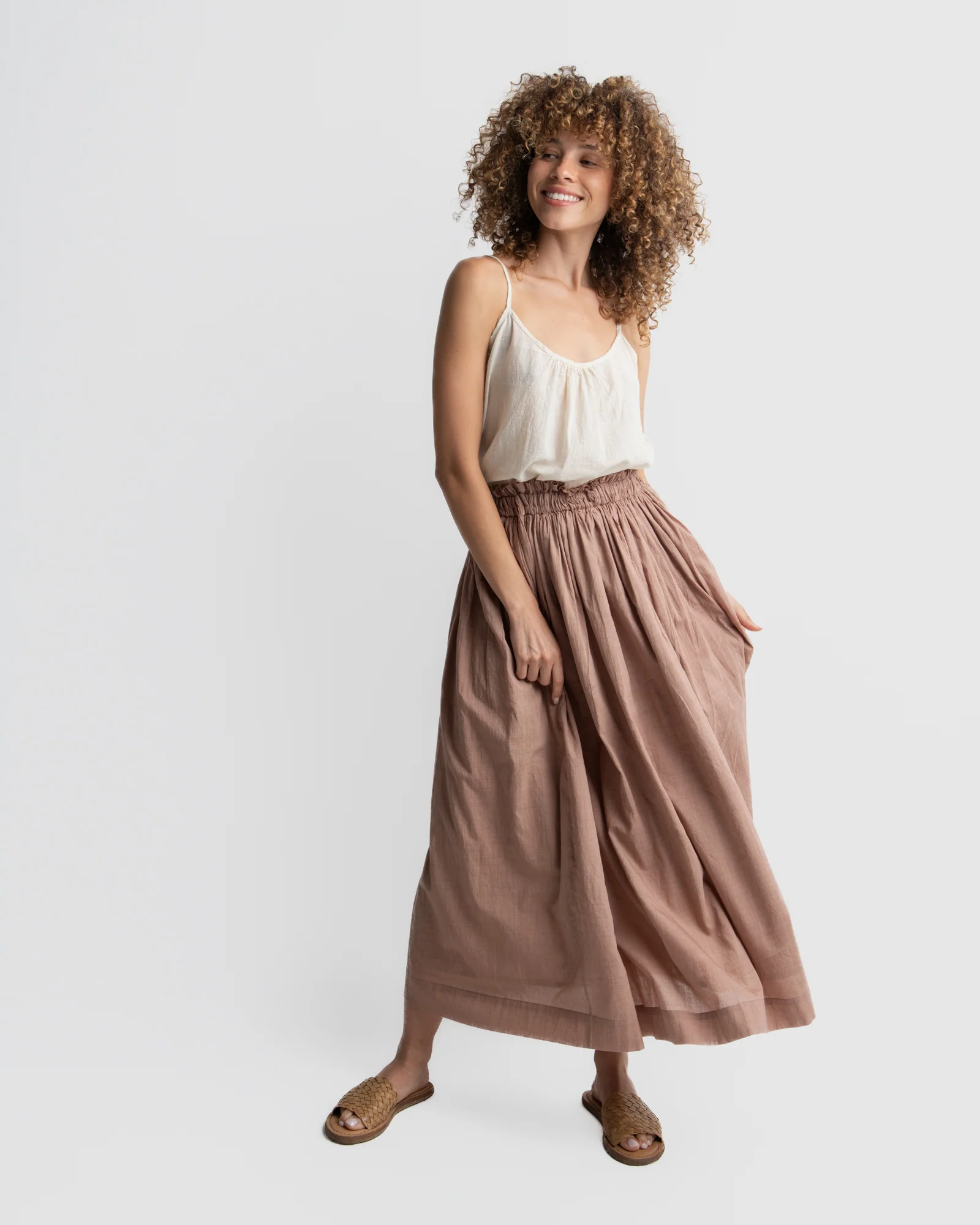 Garnet pink gathered skirt