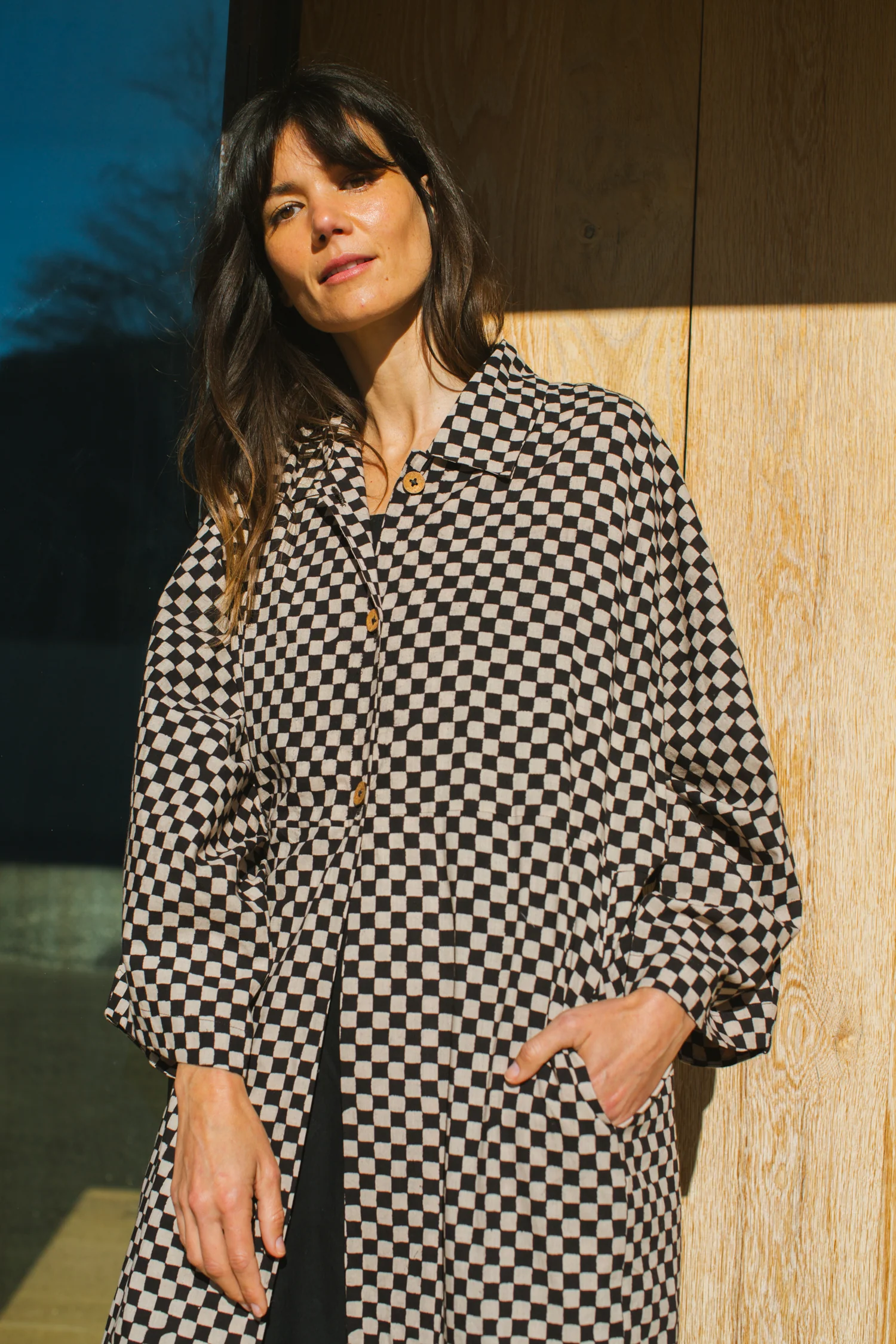 Lightweight Checkered Duster jacket