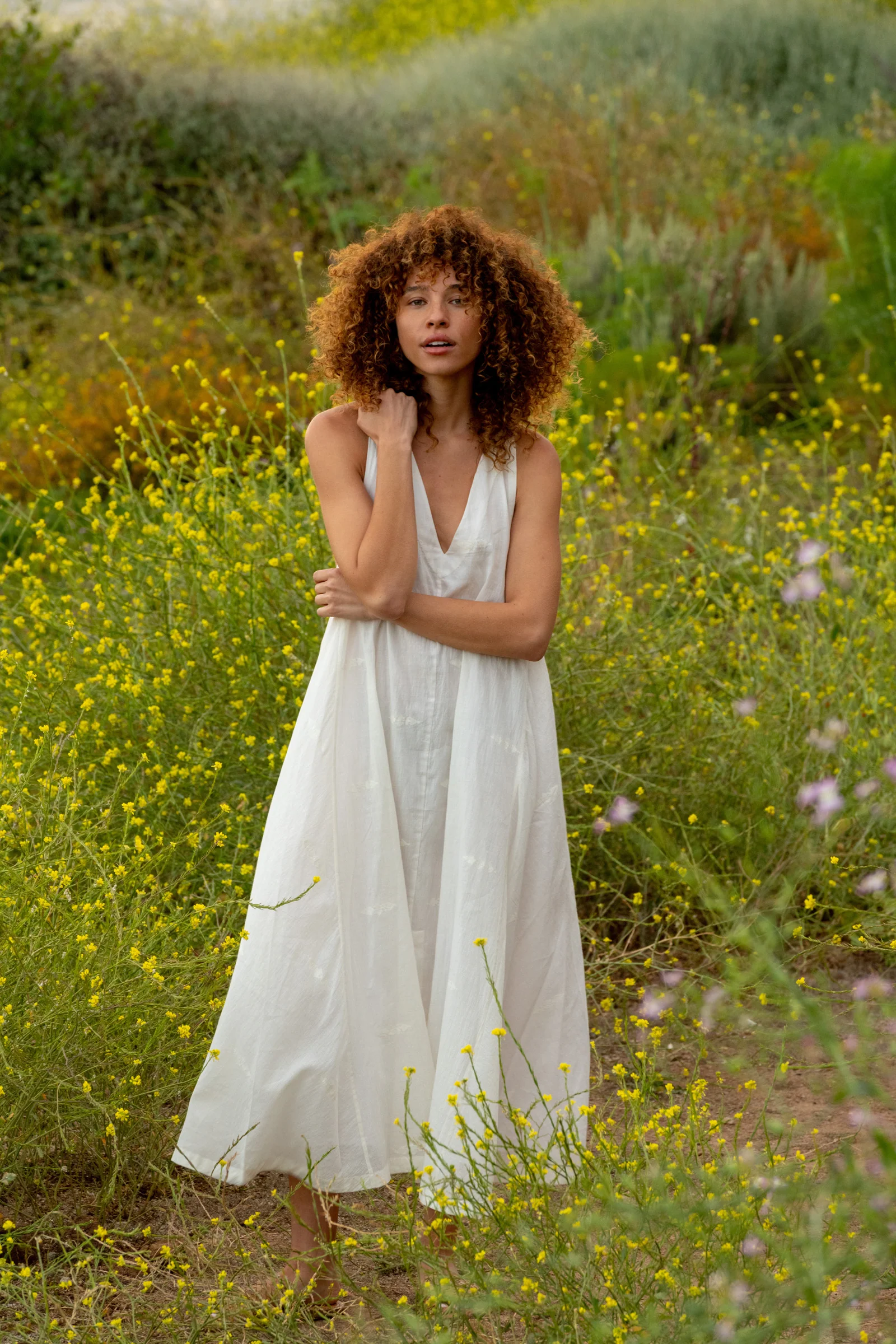 Off White Halter Neck Dress for Summer