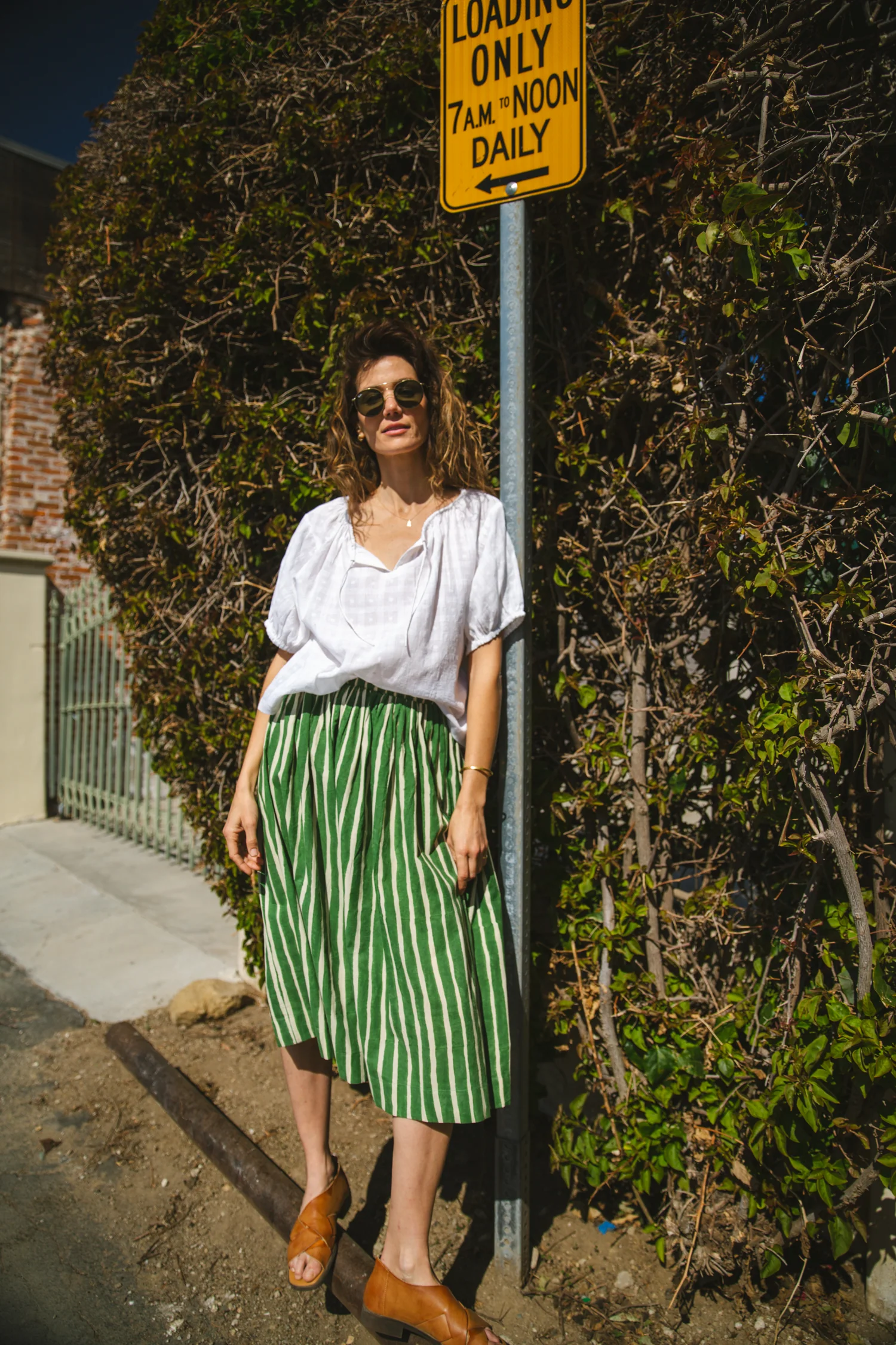 Hudson Green Striped Skirt