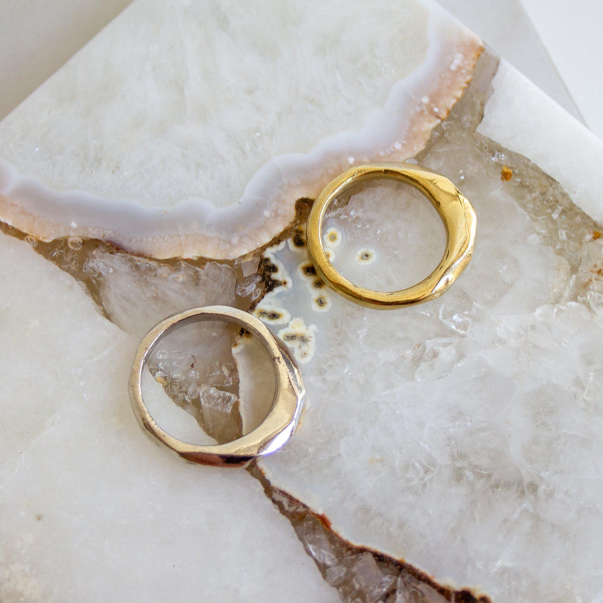 Little Butte Ring - Organic Faceted Ring in Brass or Silver