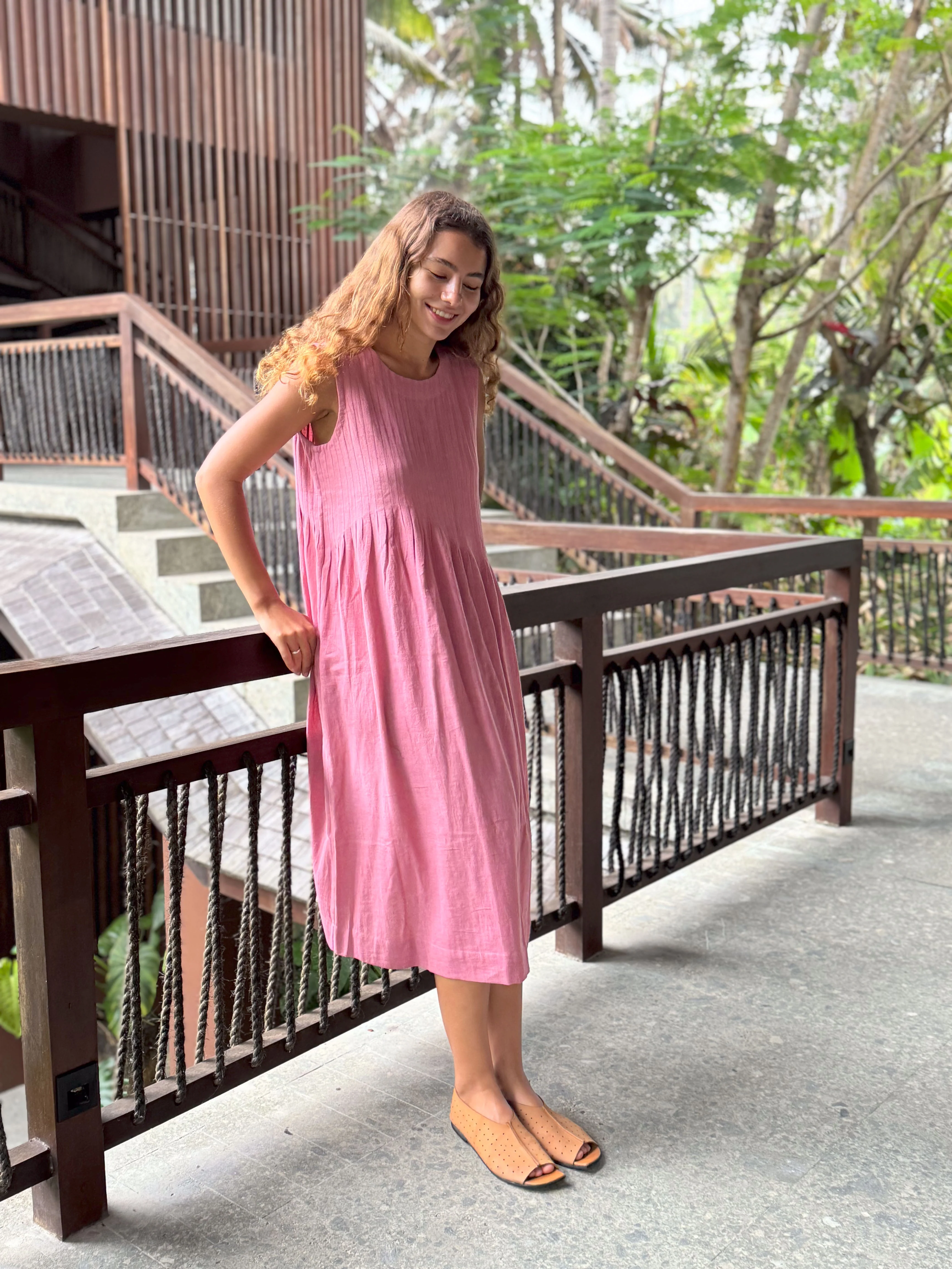 Rose Pleated Minimal Dress