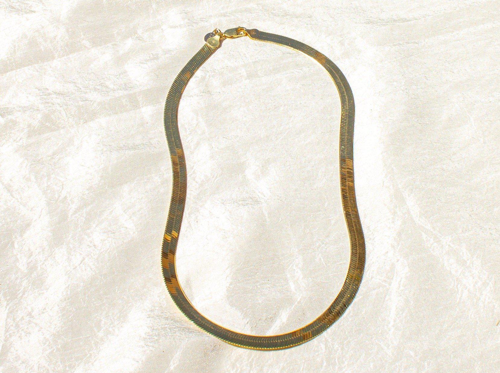 Bold Gold Herringbone Chain Necklace