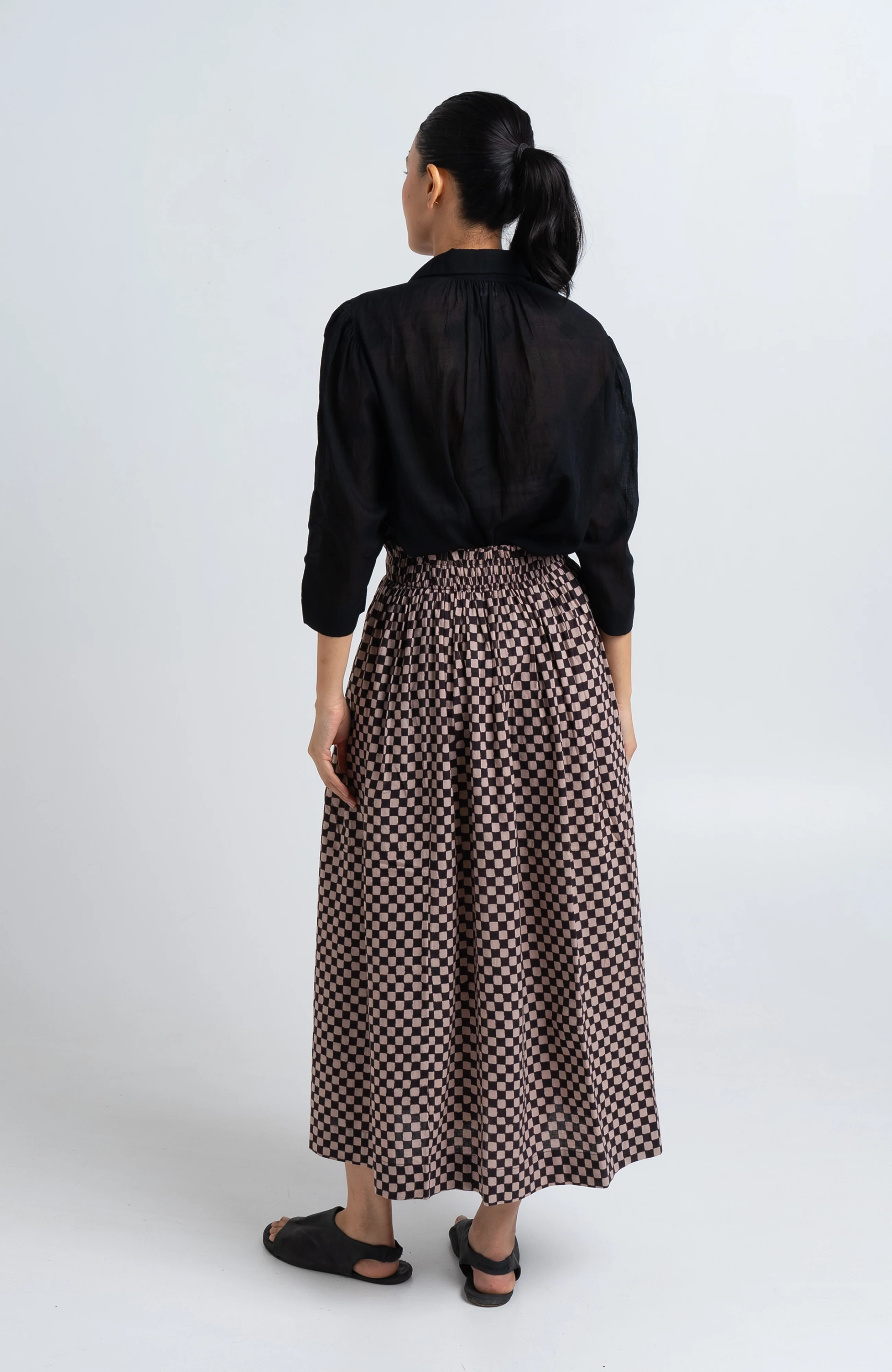 Block Printed Black Skirt