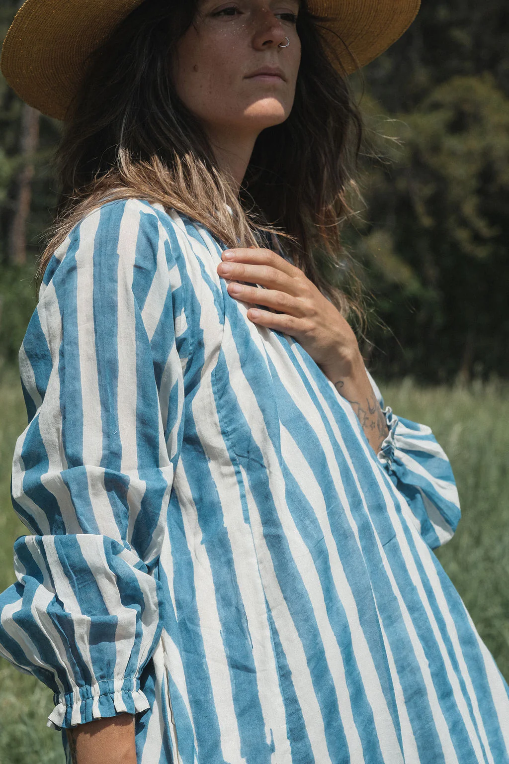 Blue Lined Get-Away Dress