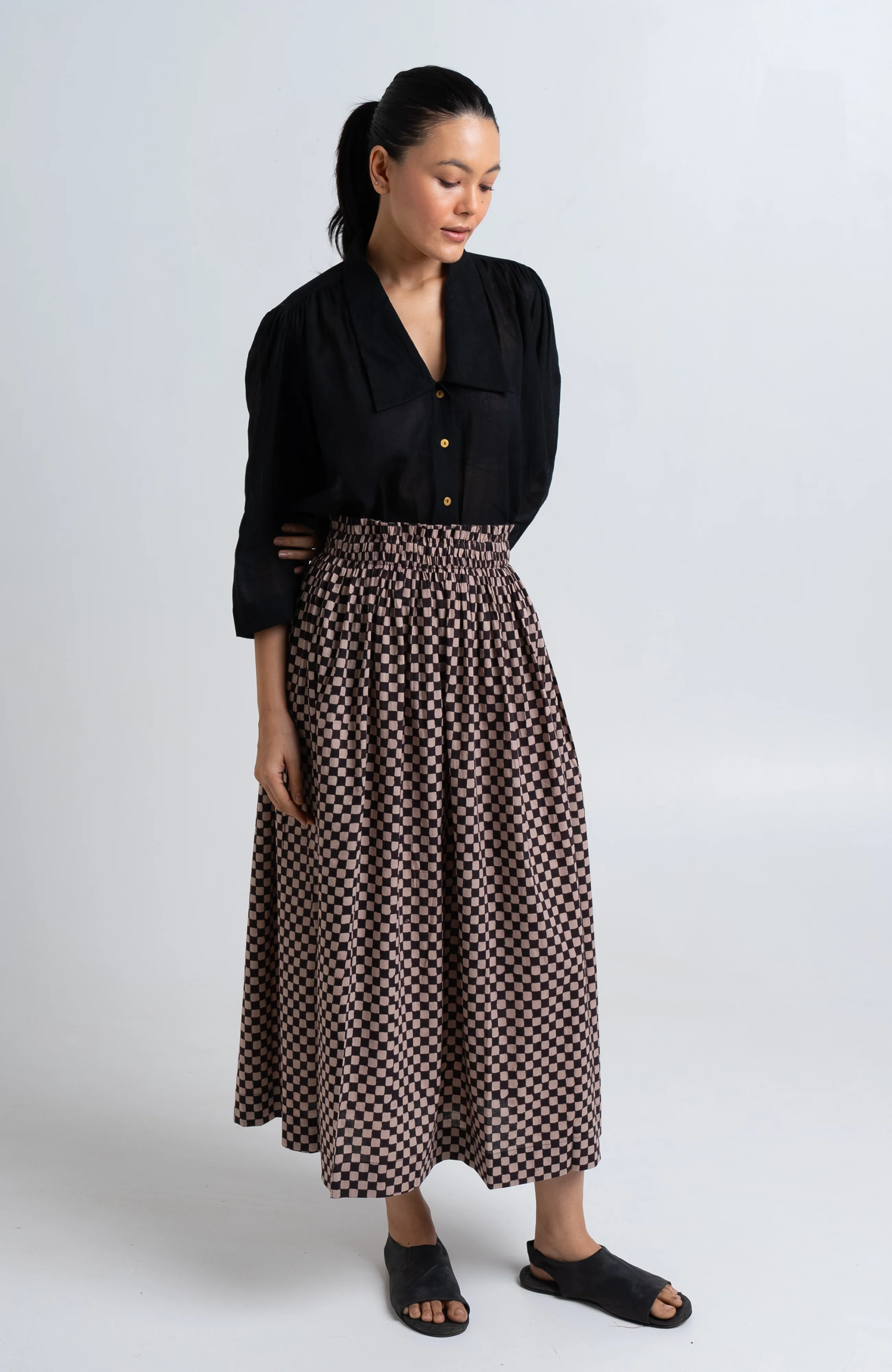 Block Printed Black Skirt