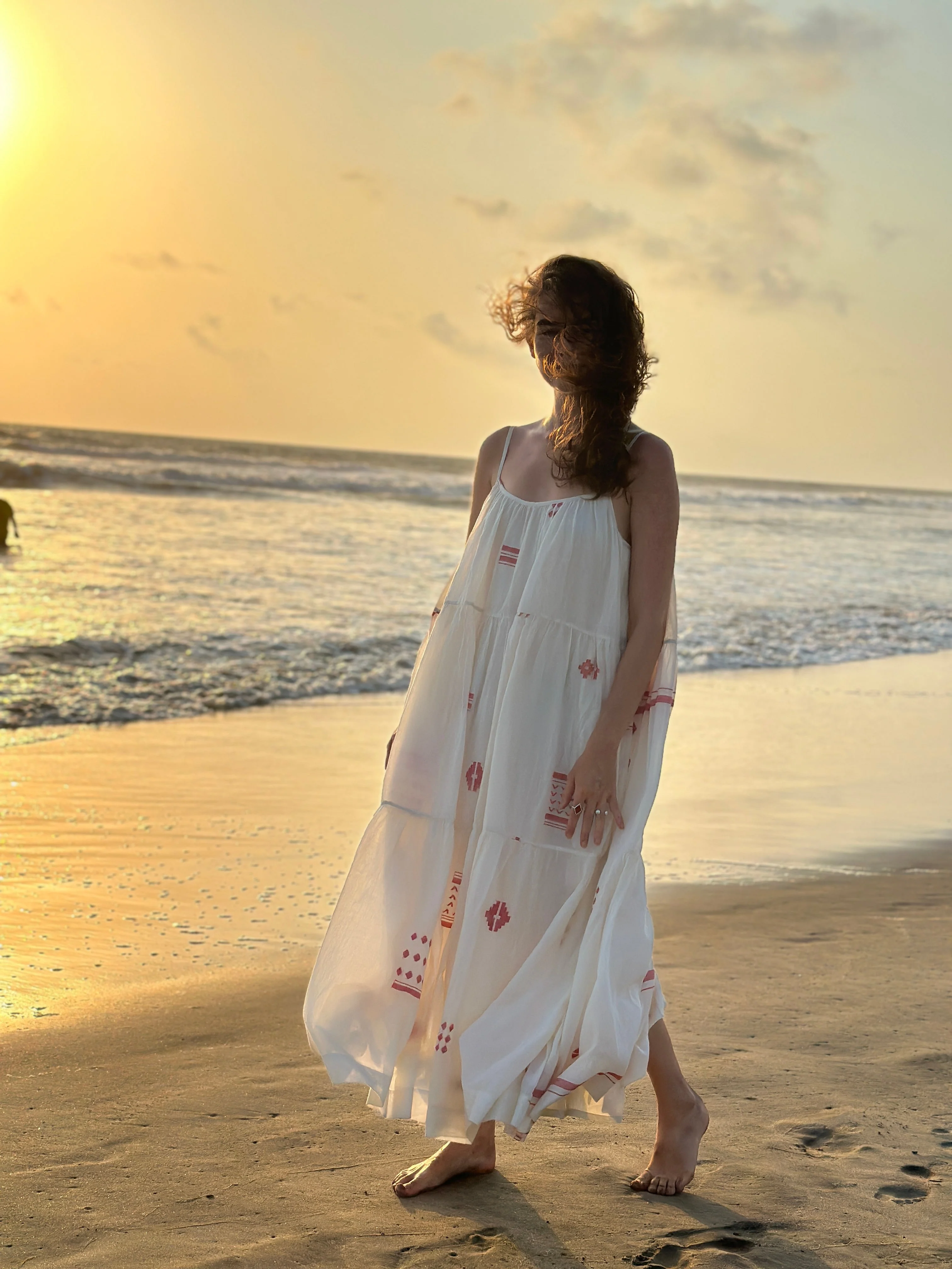 Ruffle Tiered Handwoven Slip Dress