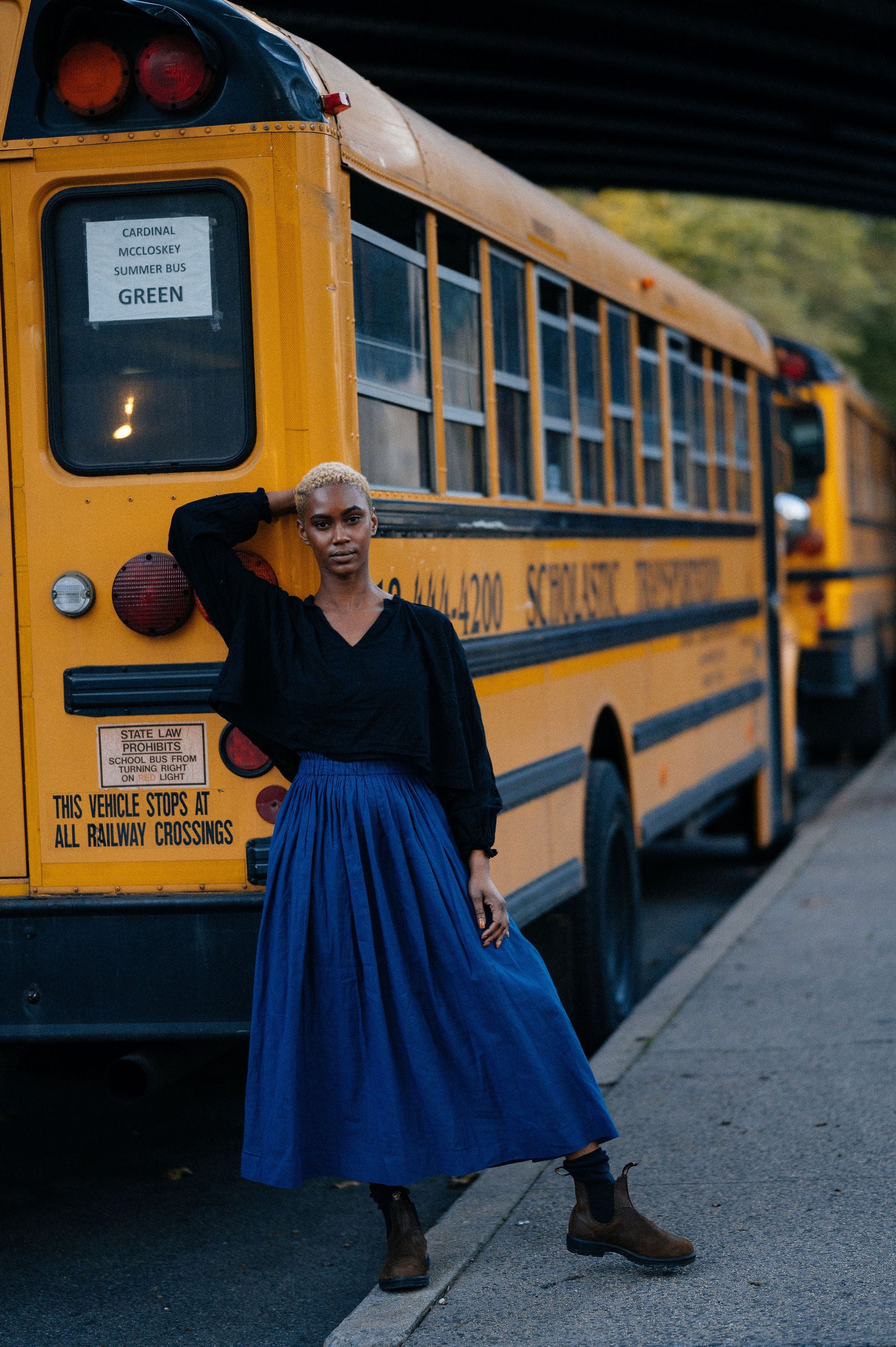 Black cotton flared top