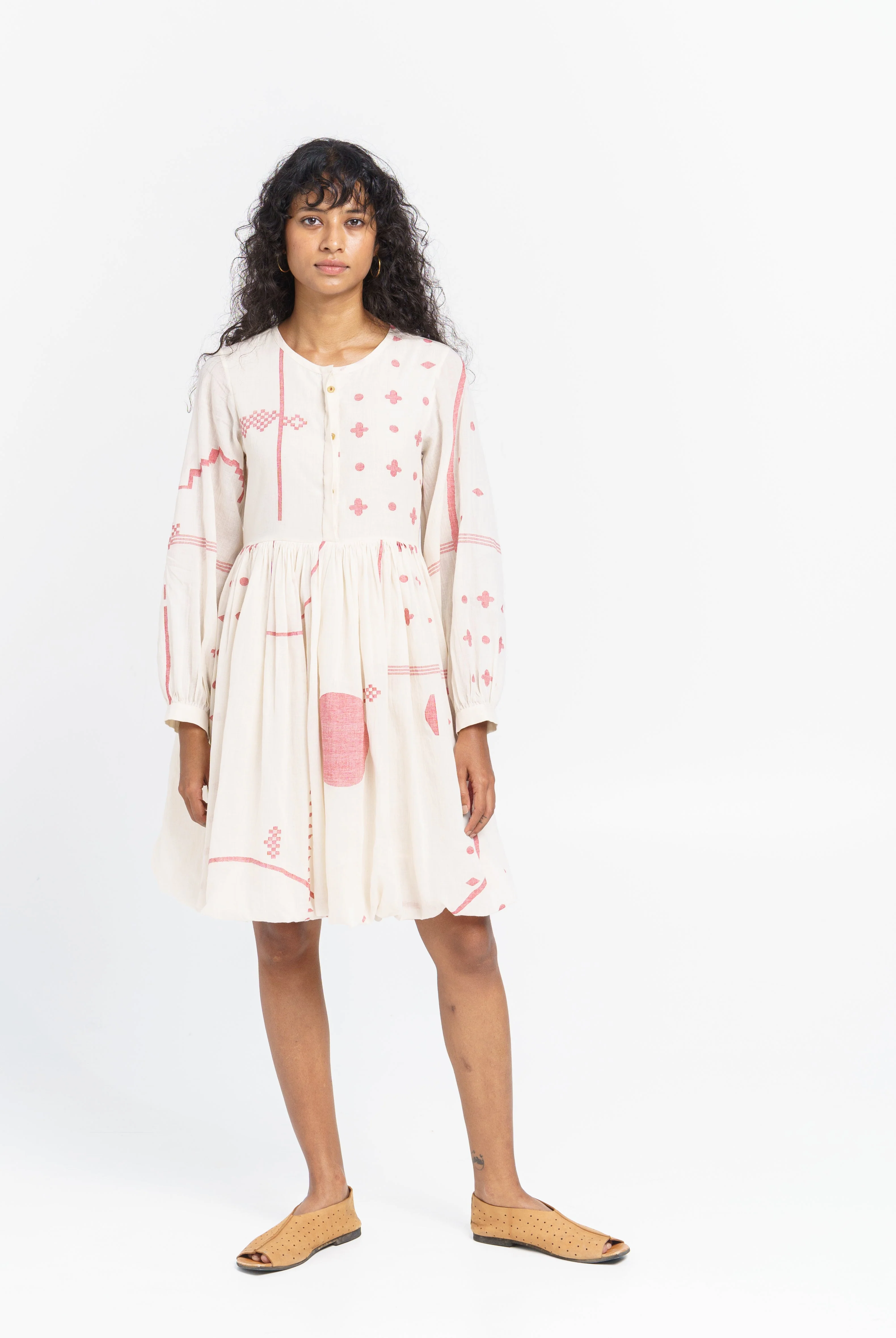 Fit and flare gathered dress