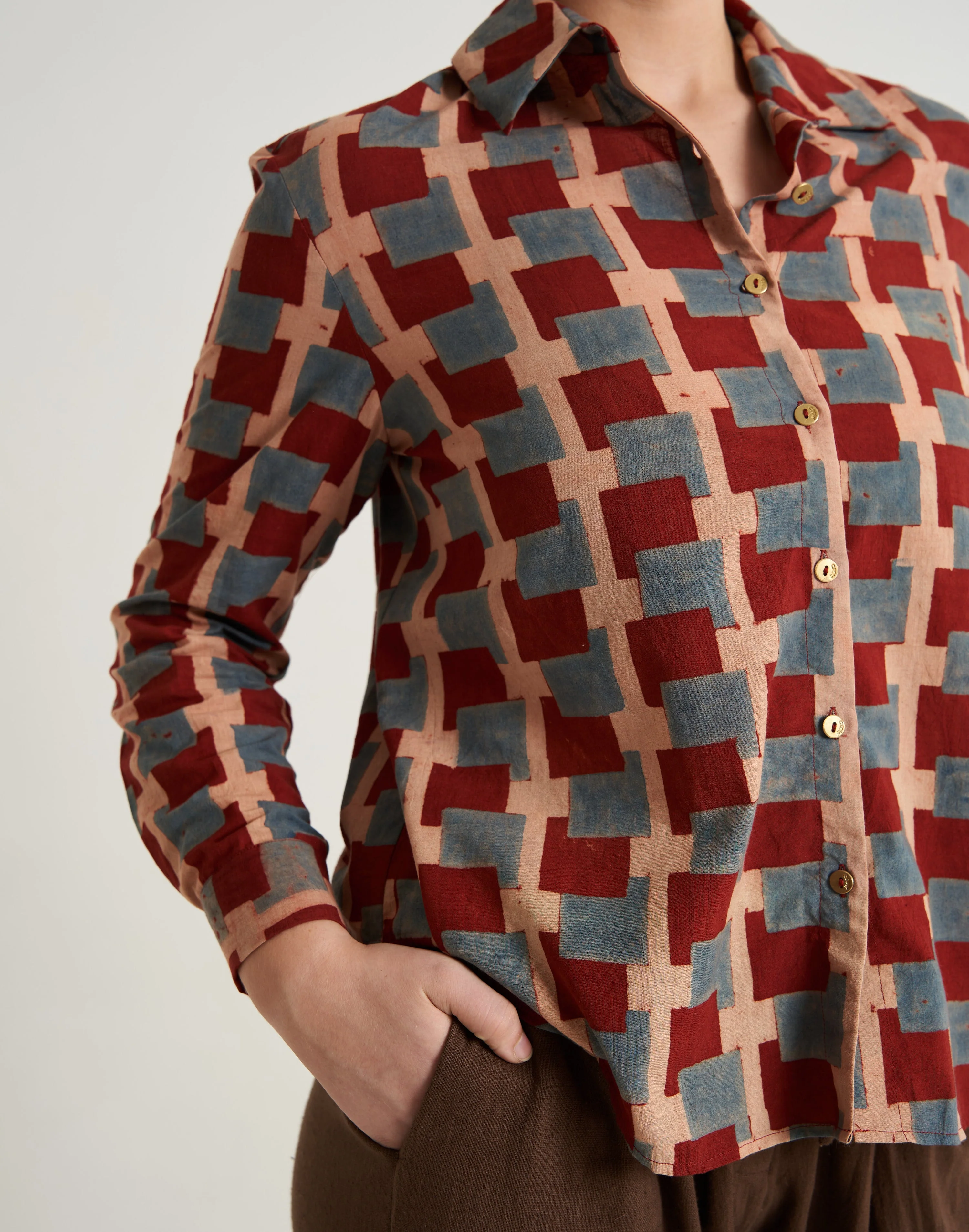 Block printed relaxed fit shirt