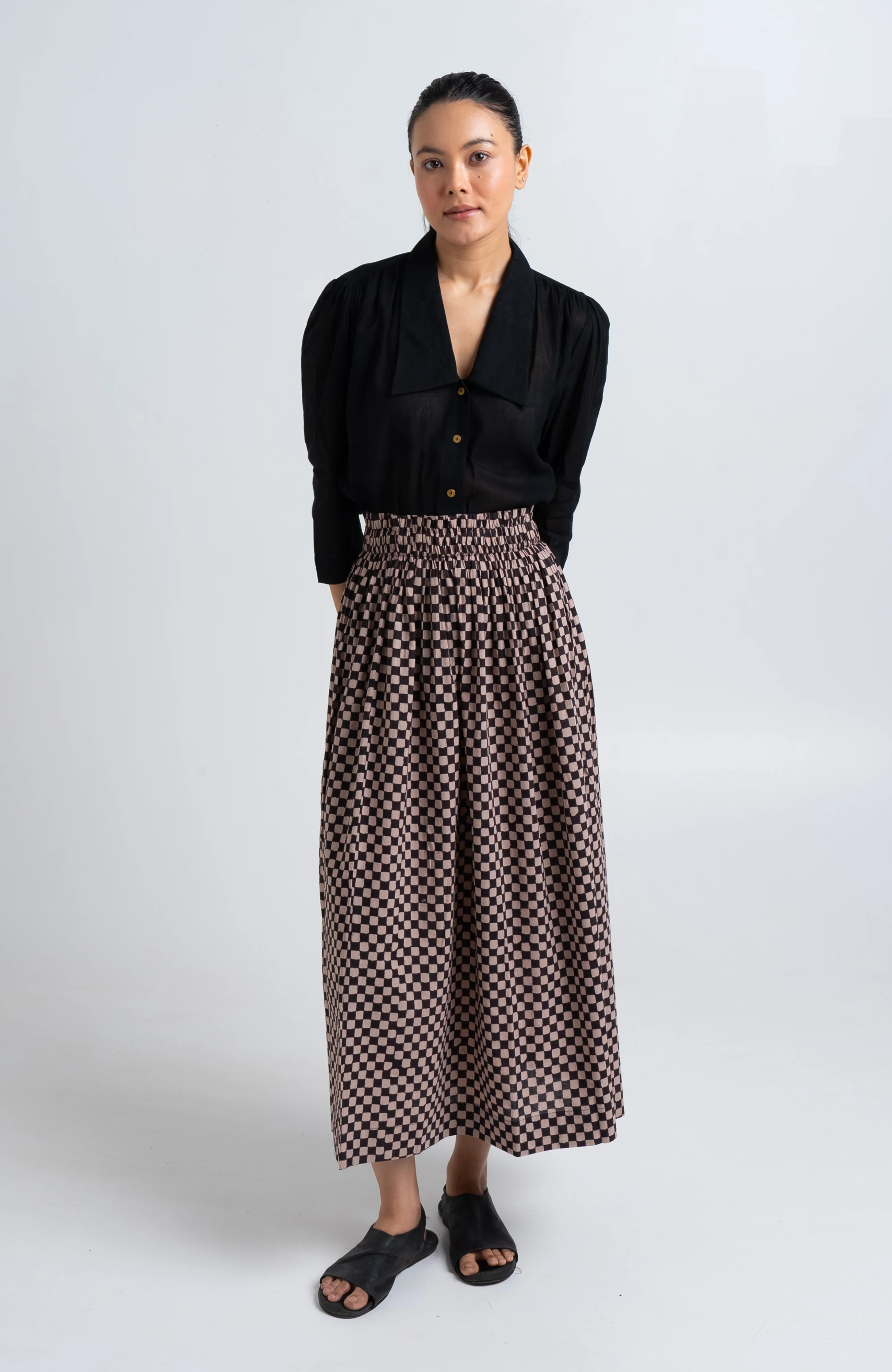 Block Printed Black Skirt