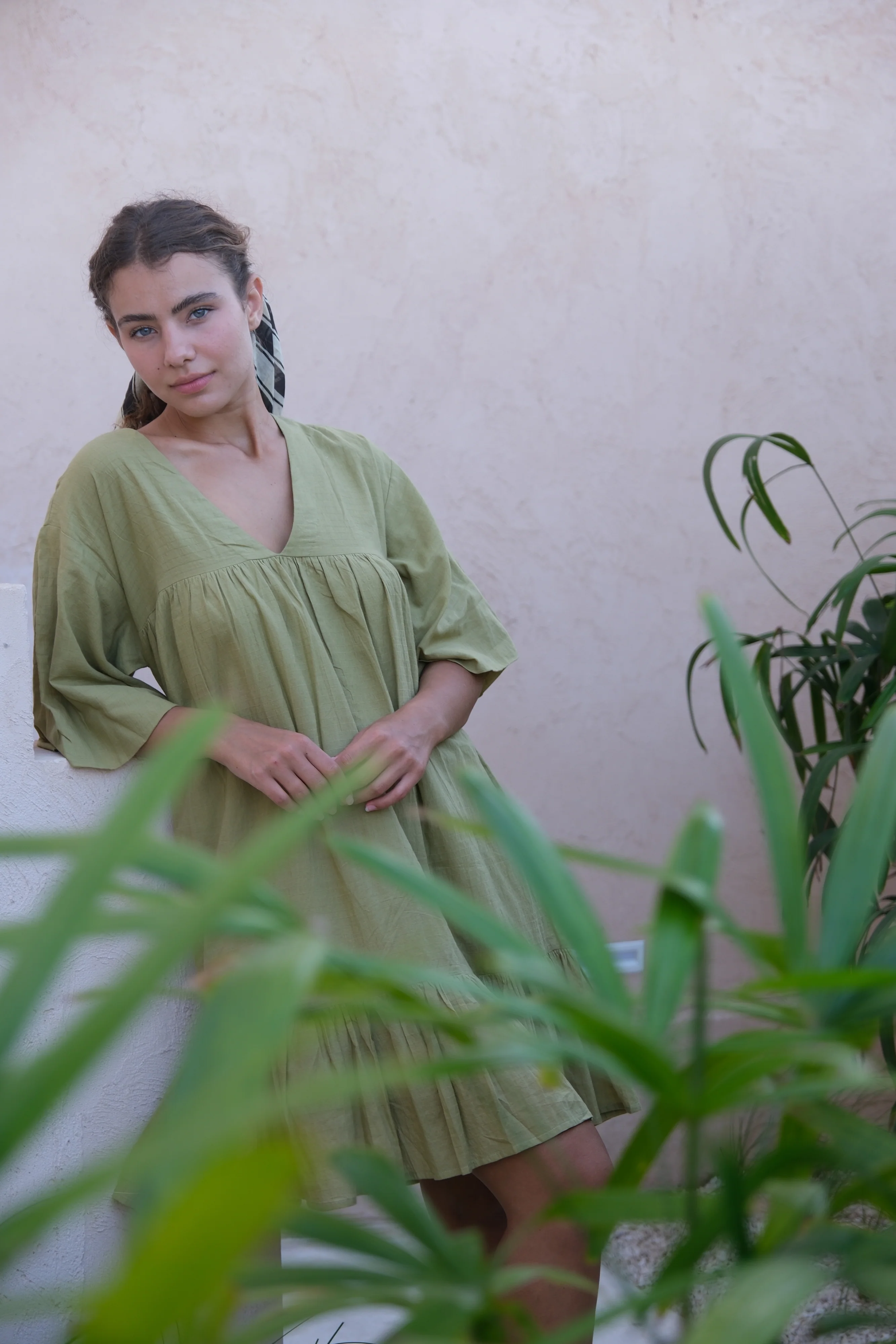 Olive Green Day Dress