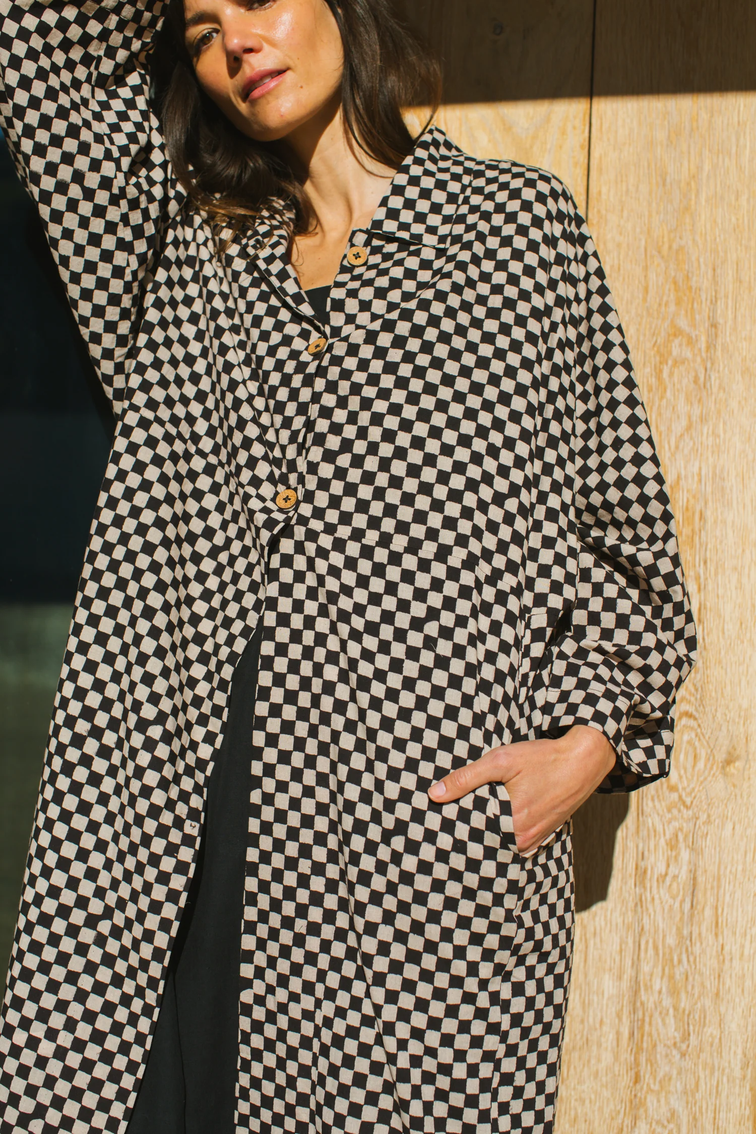 Lightweight Checkered Duster jacket