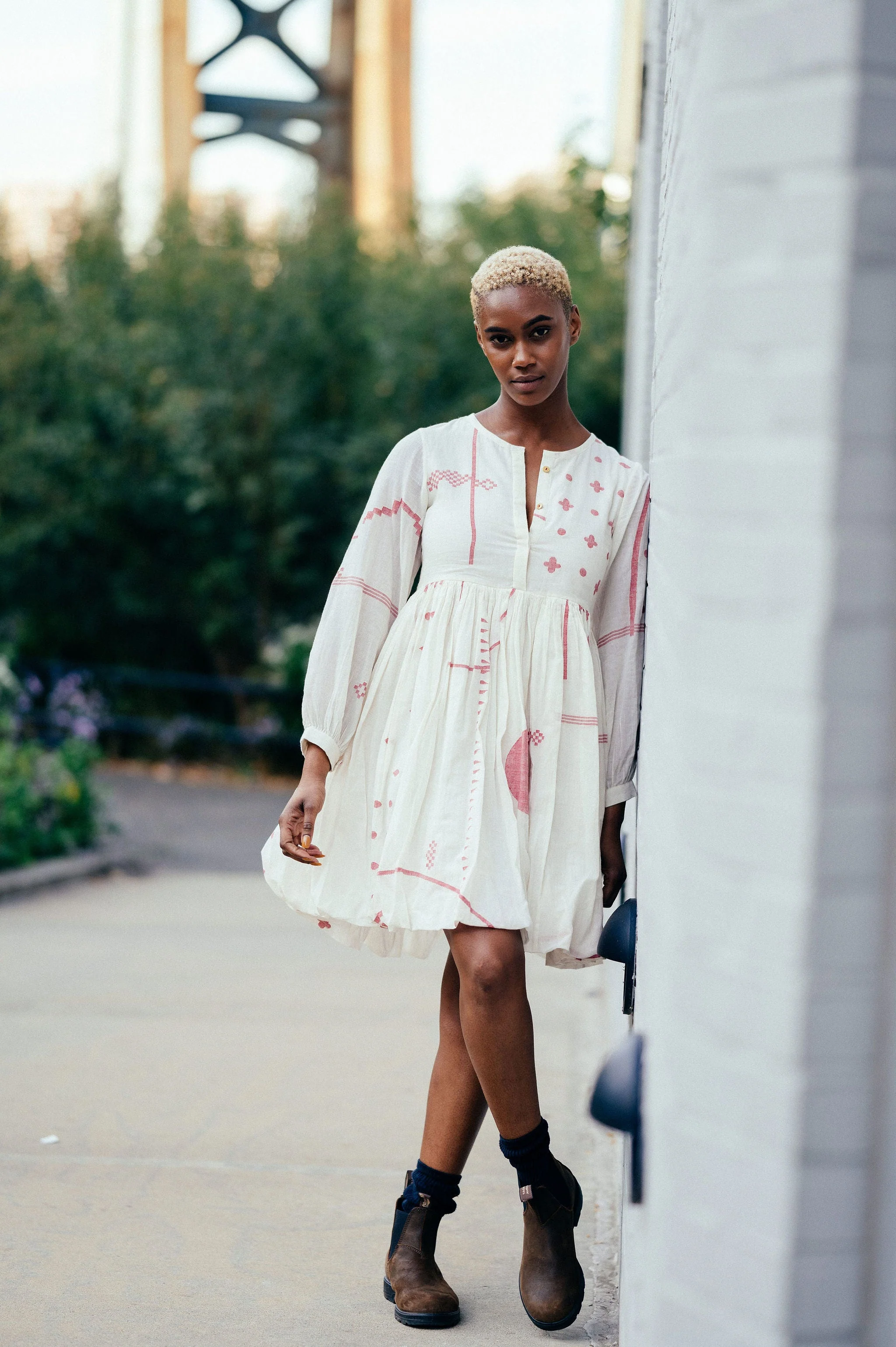 Fit and flare gathered dress