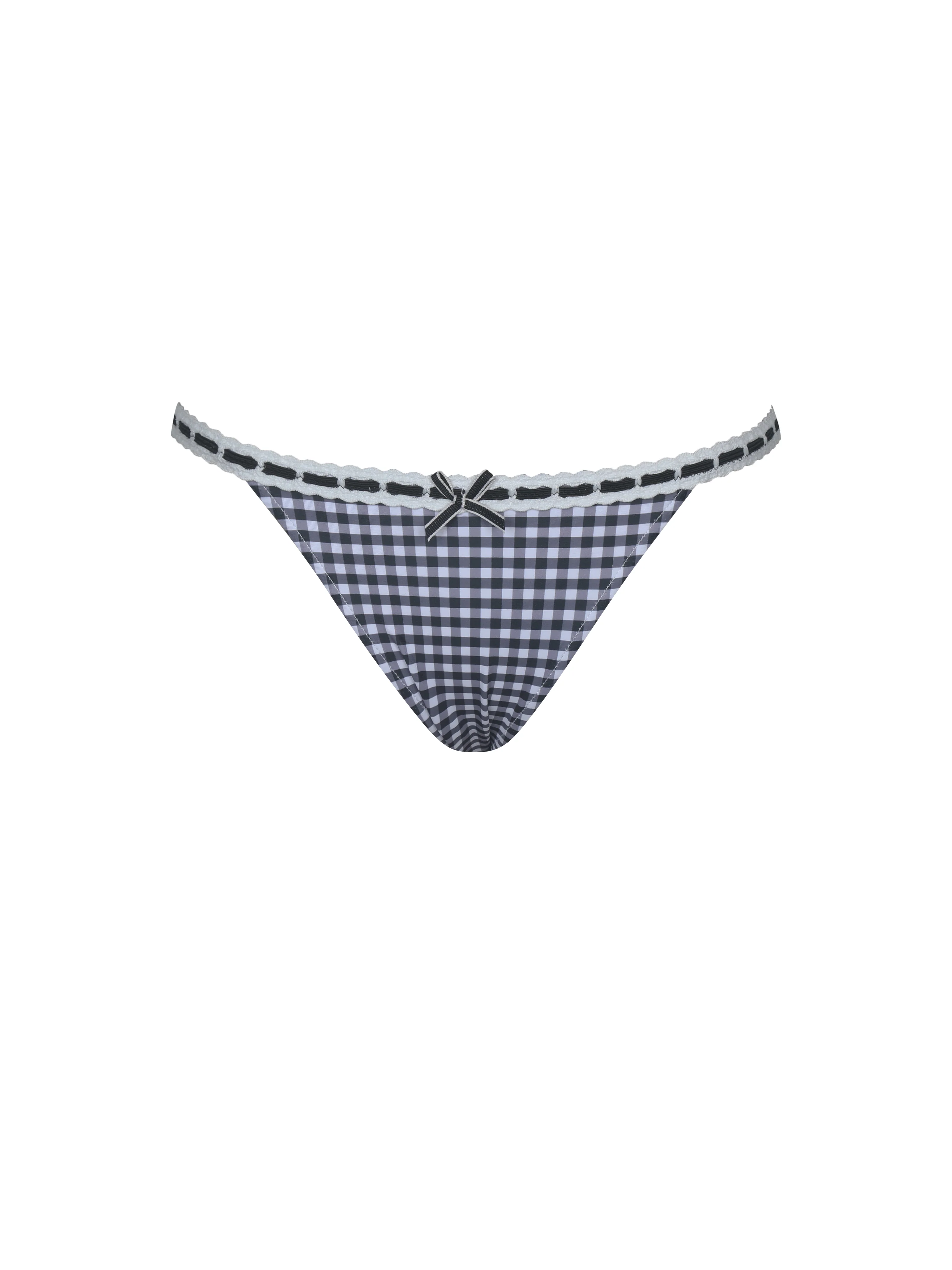 Genevia Gingham Lace Decoration Bikini Bottom