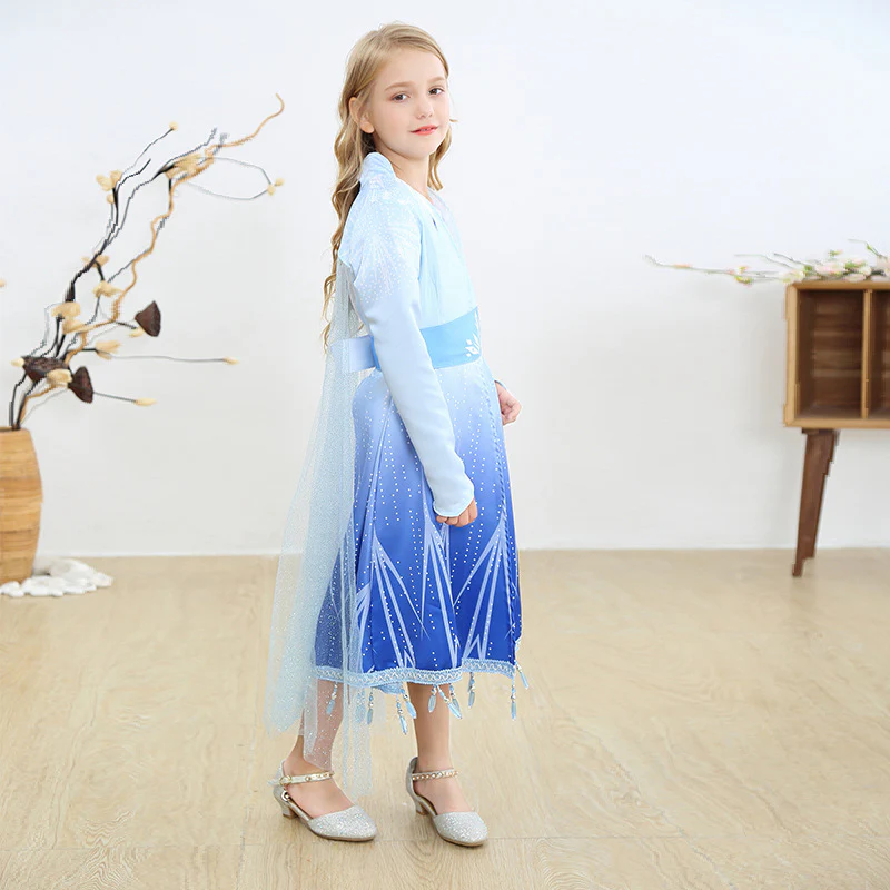 Frozen Princess Elsa Dress for Girls Clothing Wear Cosplay Elza Costume Halloween Christmas Party Gift Fancy 4-10y Baby Girl