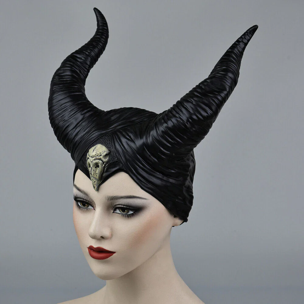 2019 Maleficent 2 Hat Deluxe Horns Evil Black Queen Headpiece Halloween Prop New