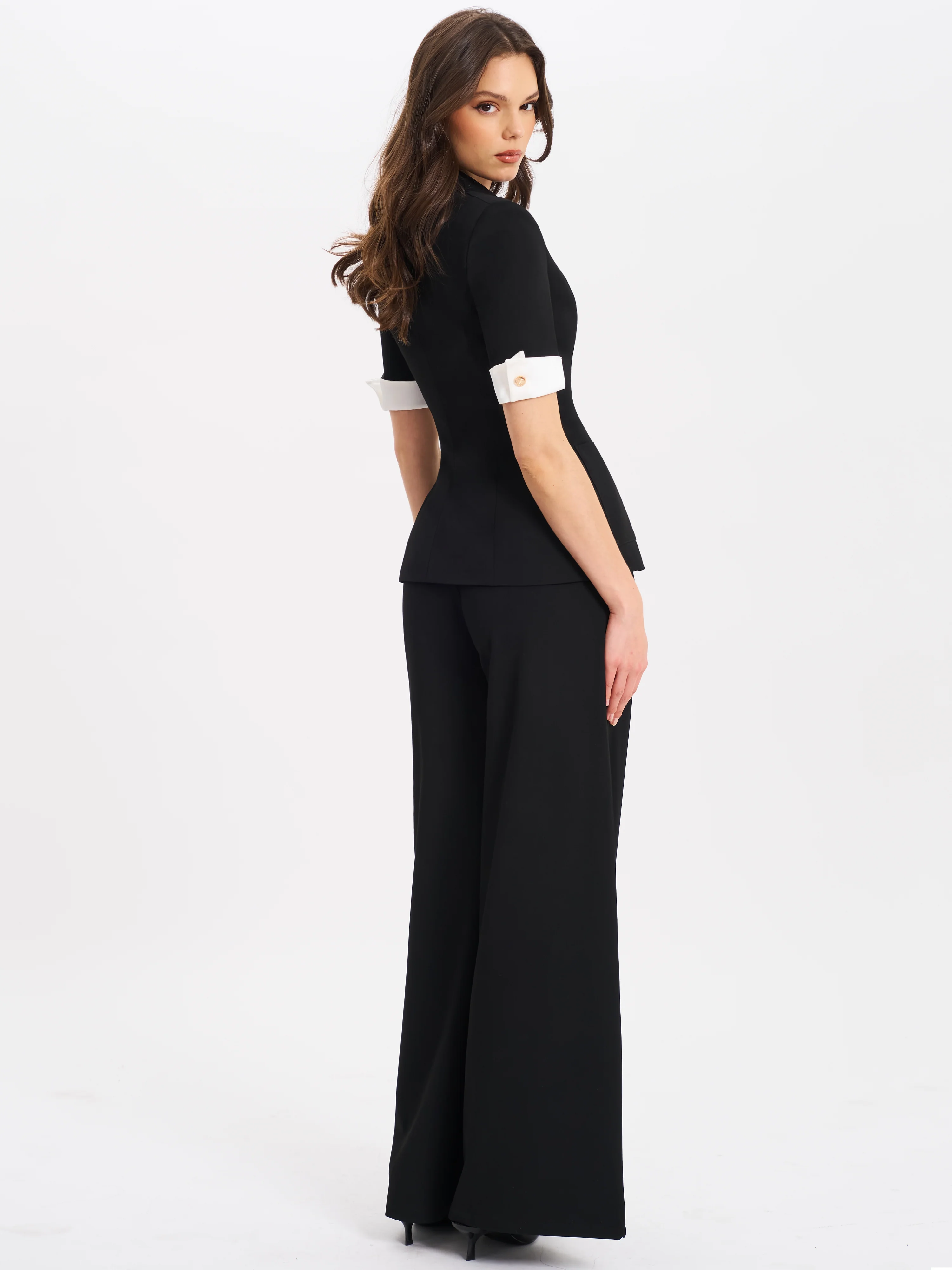 Aleeza Black Wide Leg Suit Pants