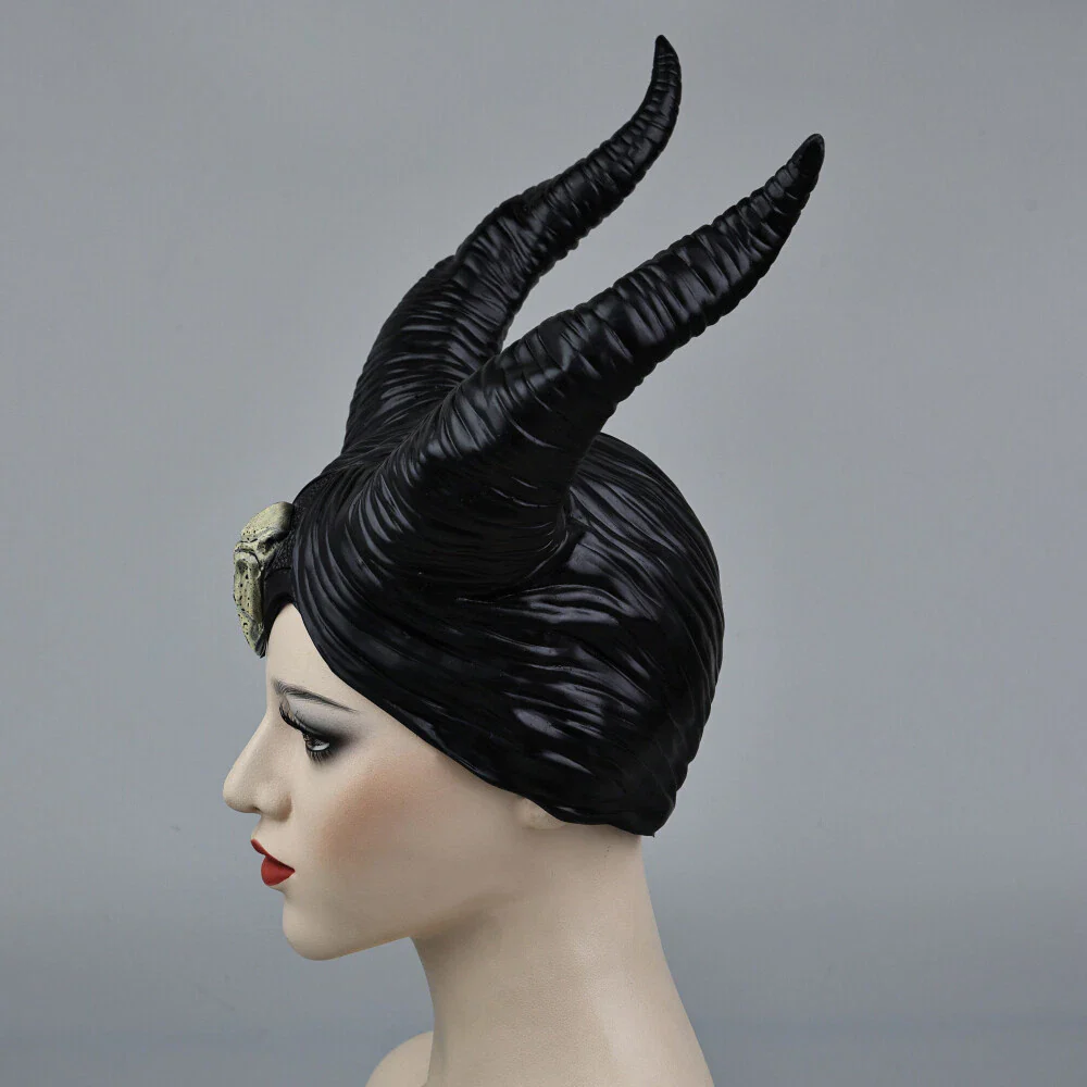 2019 Maleficent 2 Hat Deluxe Horns Evil Black Queen Headpiece Halloween Prop New
